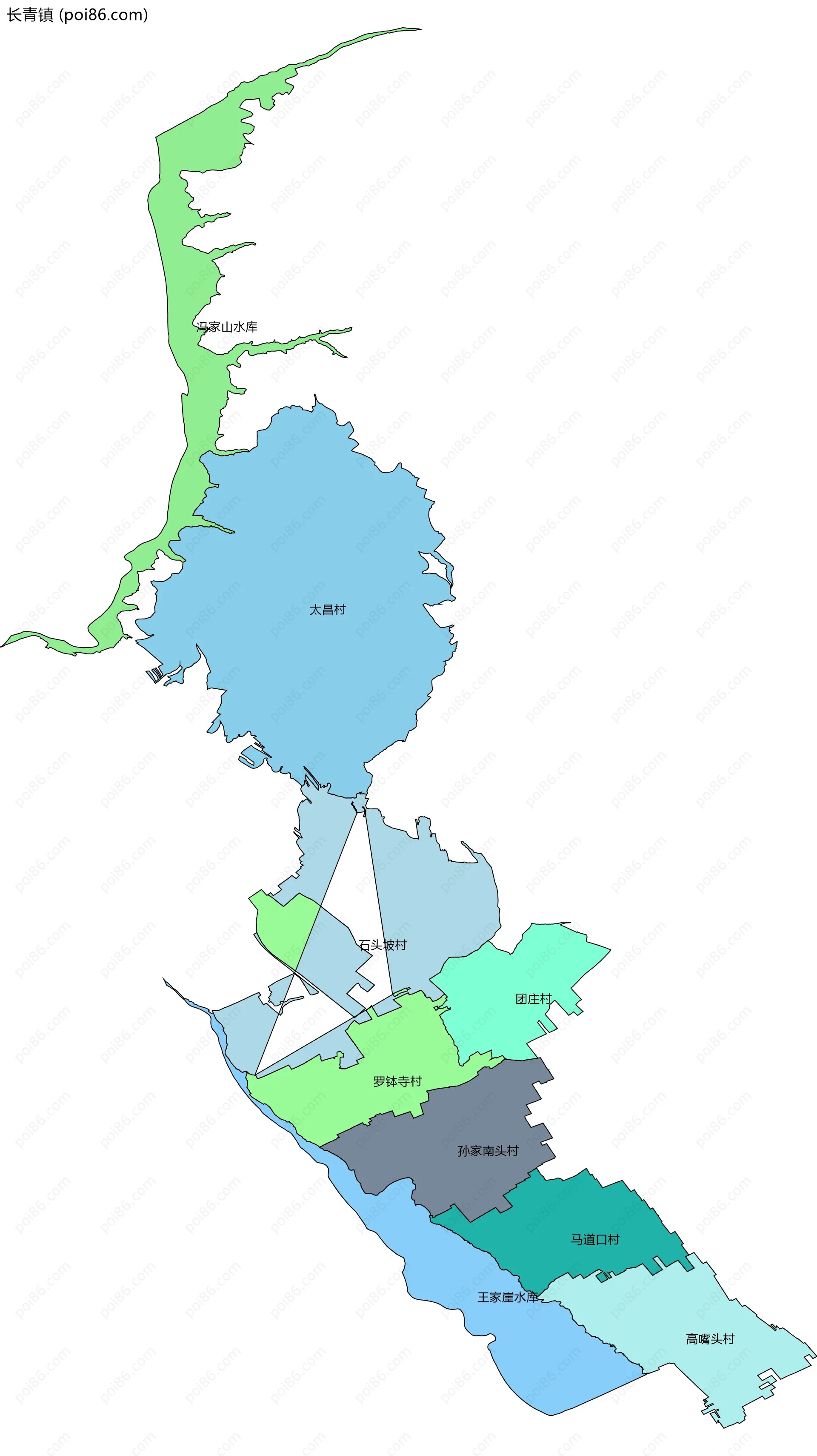 长青镇边界地图(五级行政区划)