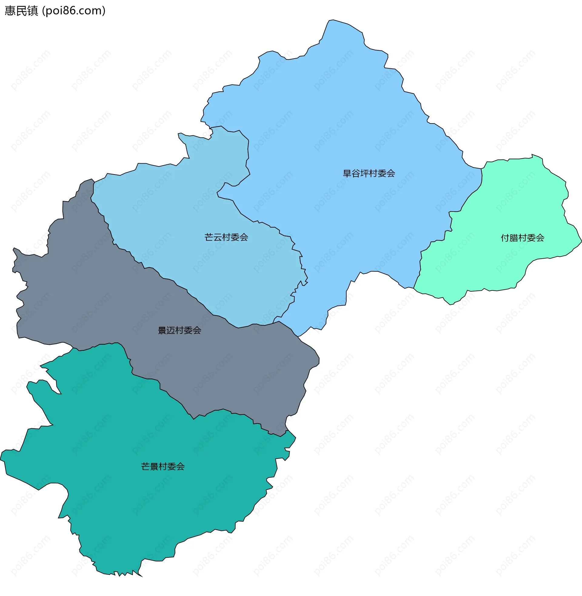 惠民镇边界地图(五级行政区划)