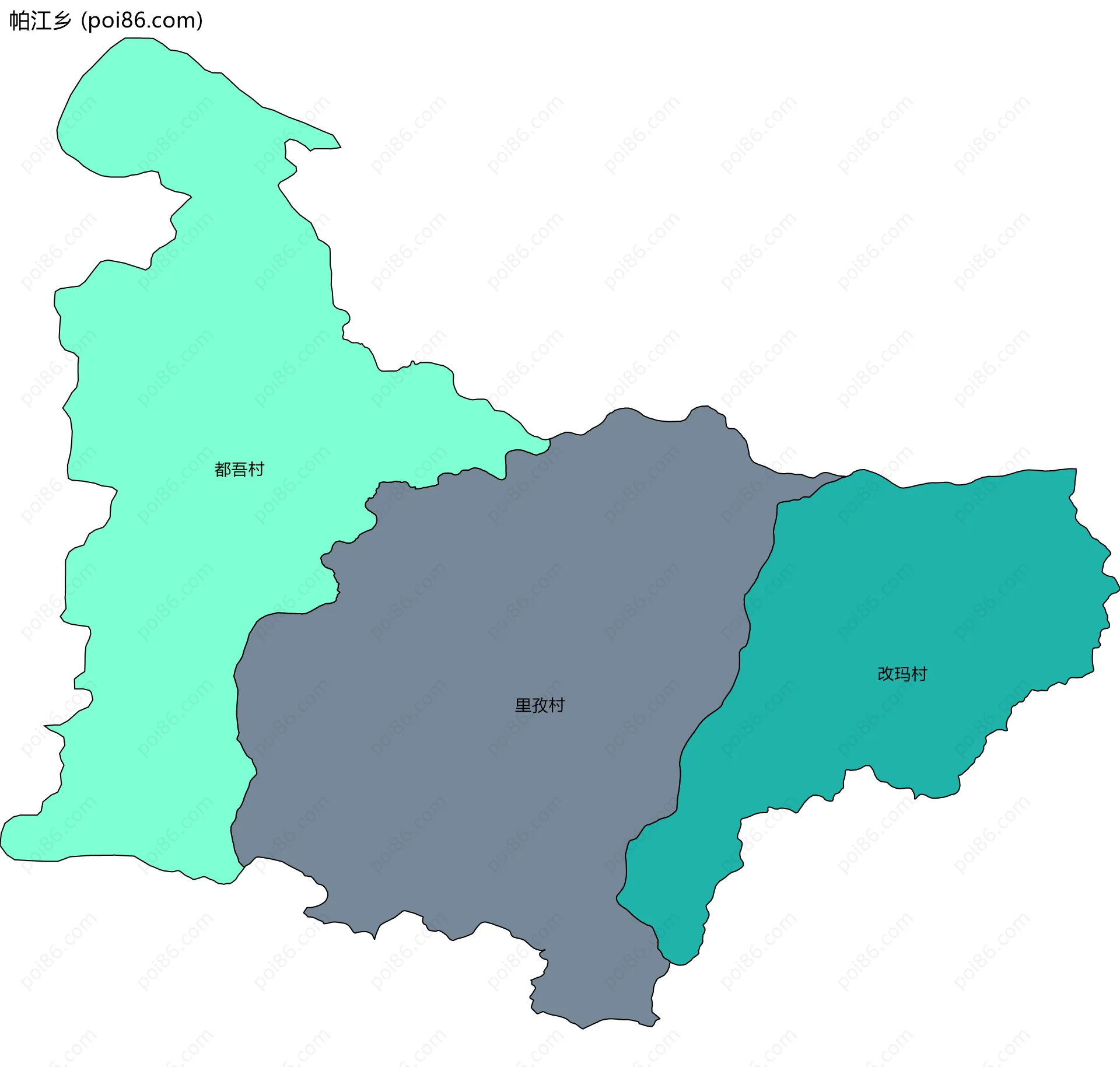 帕江乡边界地图(五级行政区划)