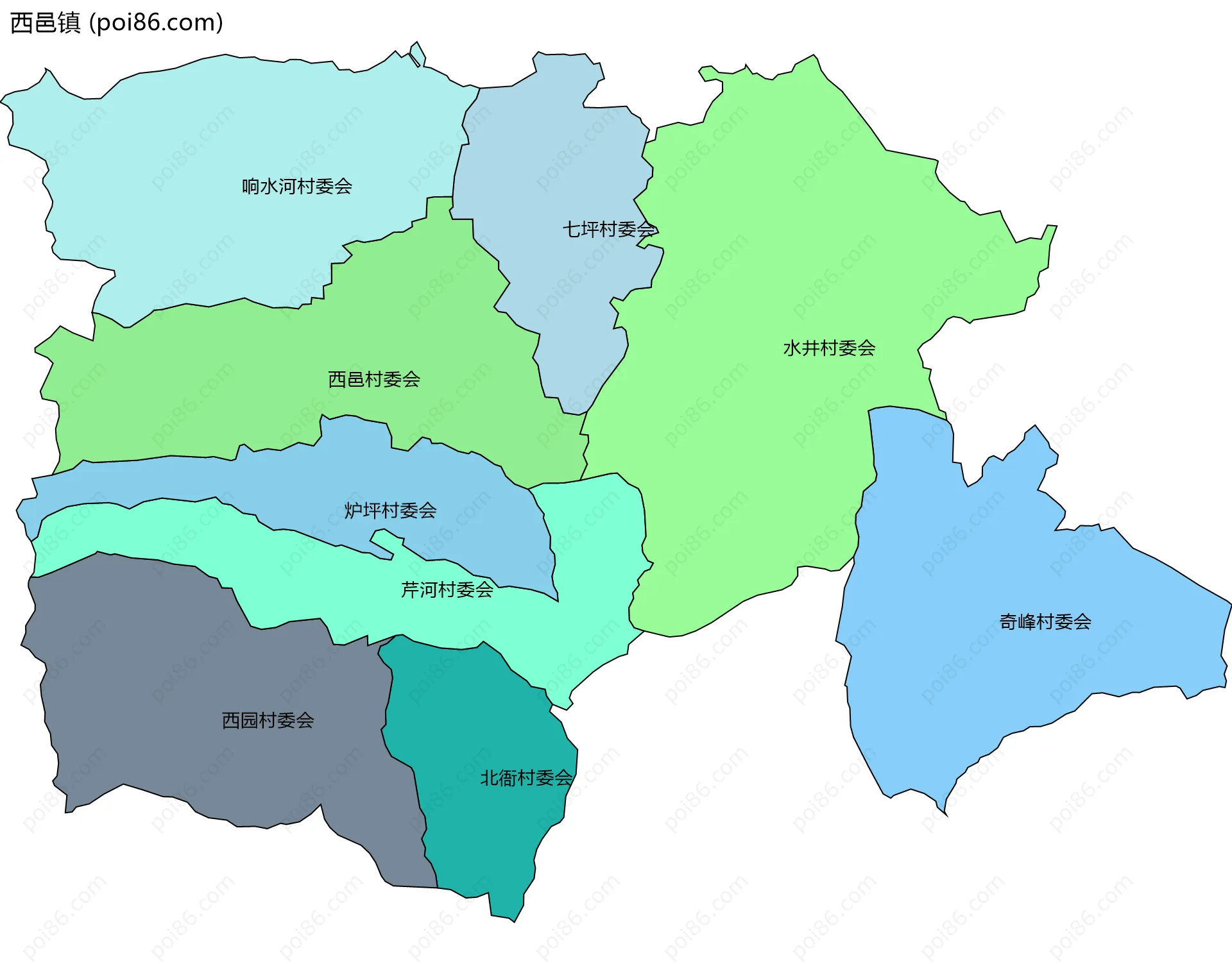 西邑镇边界地图(五级行政区划)