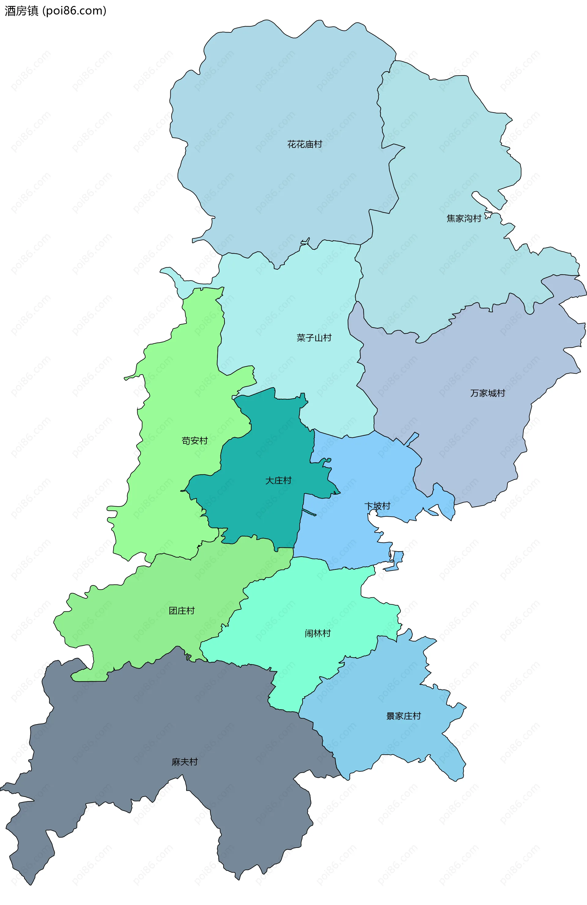 酒房镇边界地图(五级行政区划)