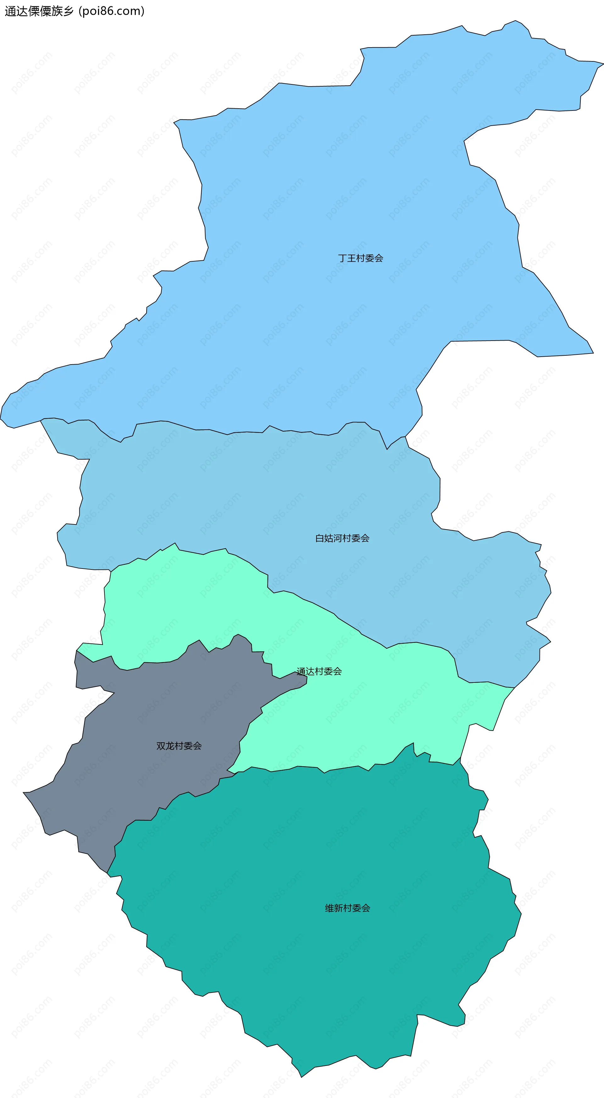 通达傈僳族乡边界地图(五级行政区划)