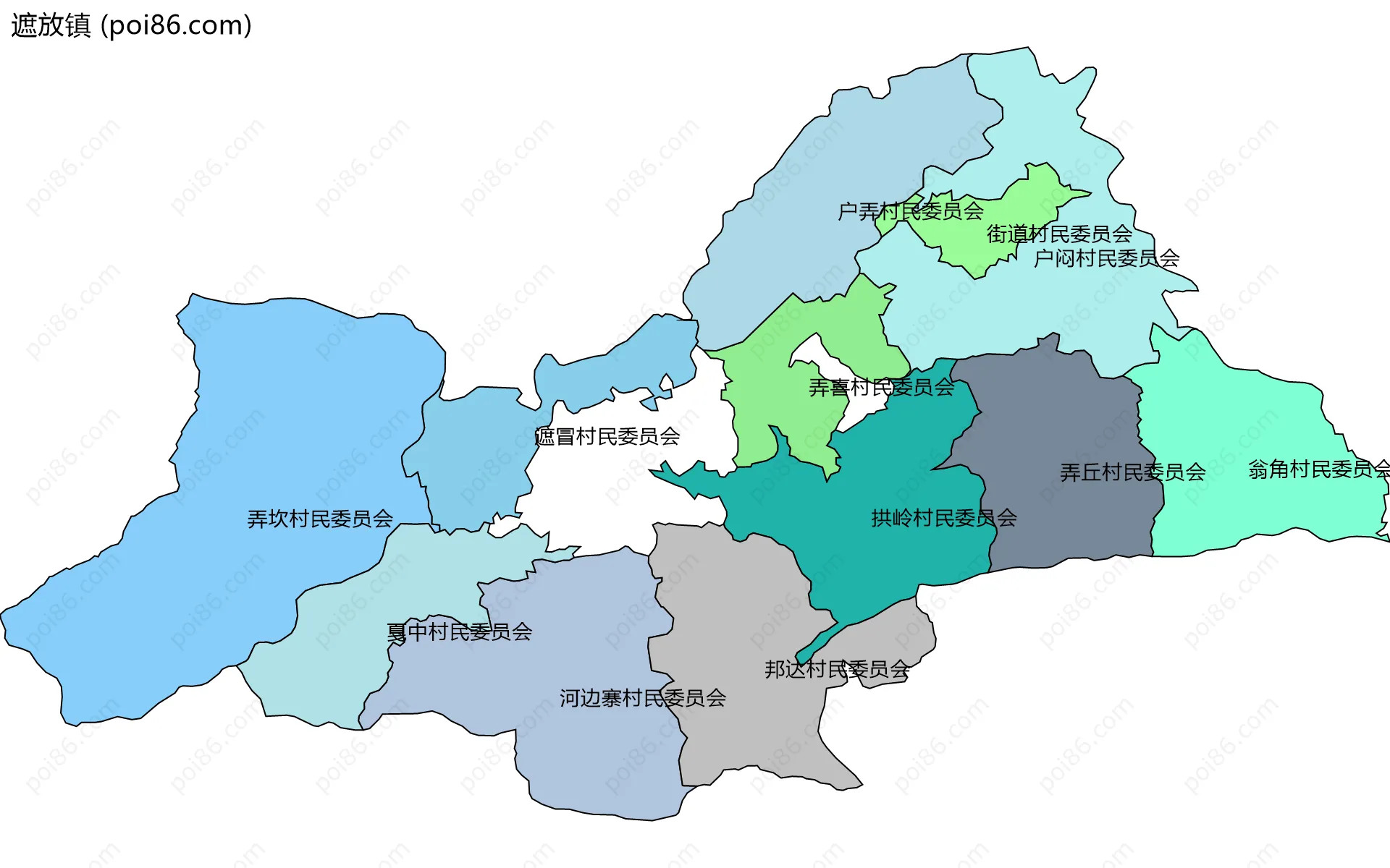 遮放镇边界地图(五级行政区划)