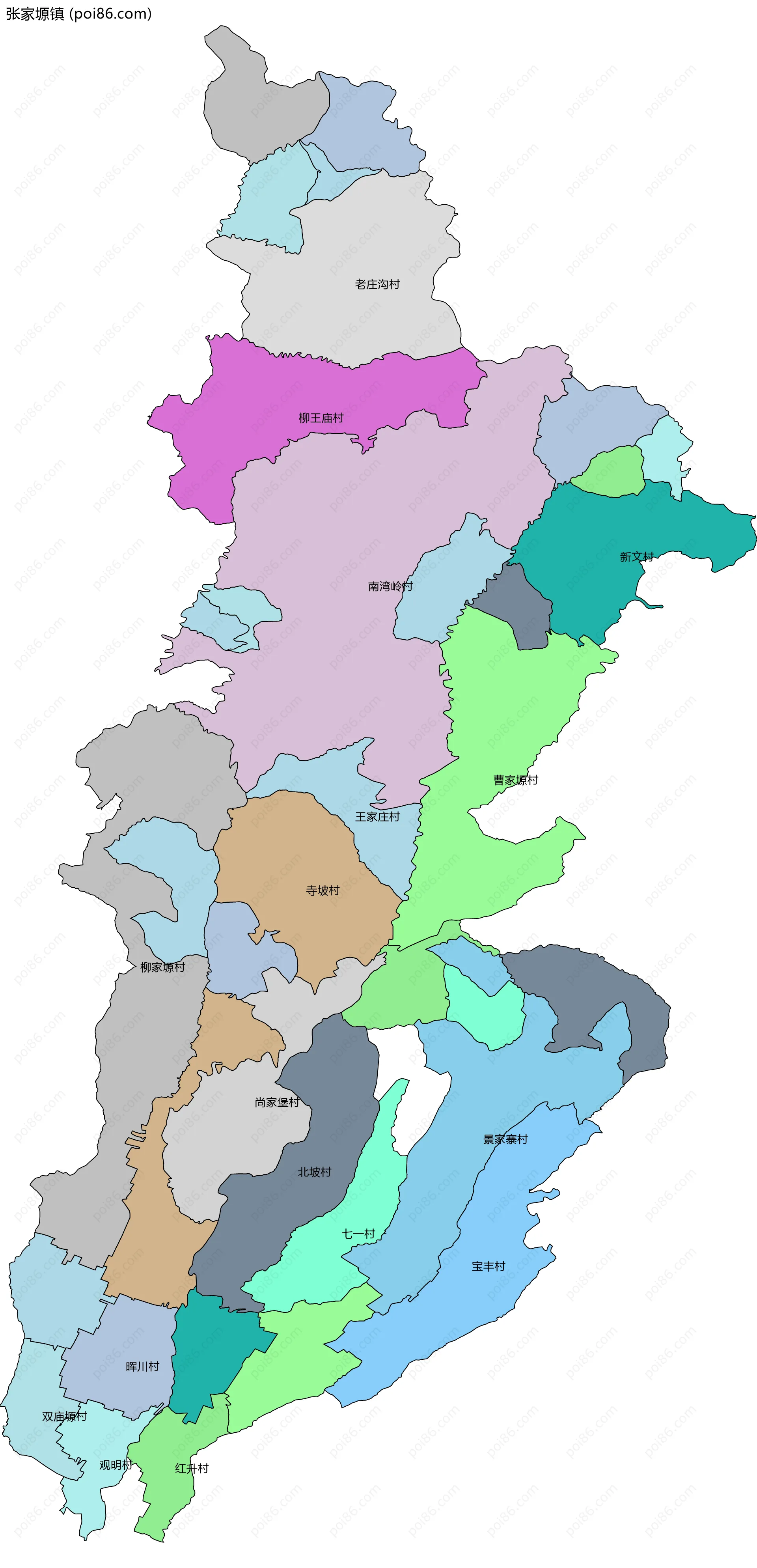 张家塬镇边界地图(五级行政区划)