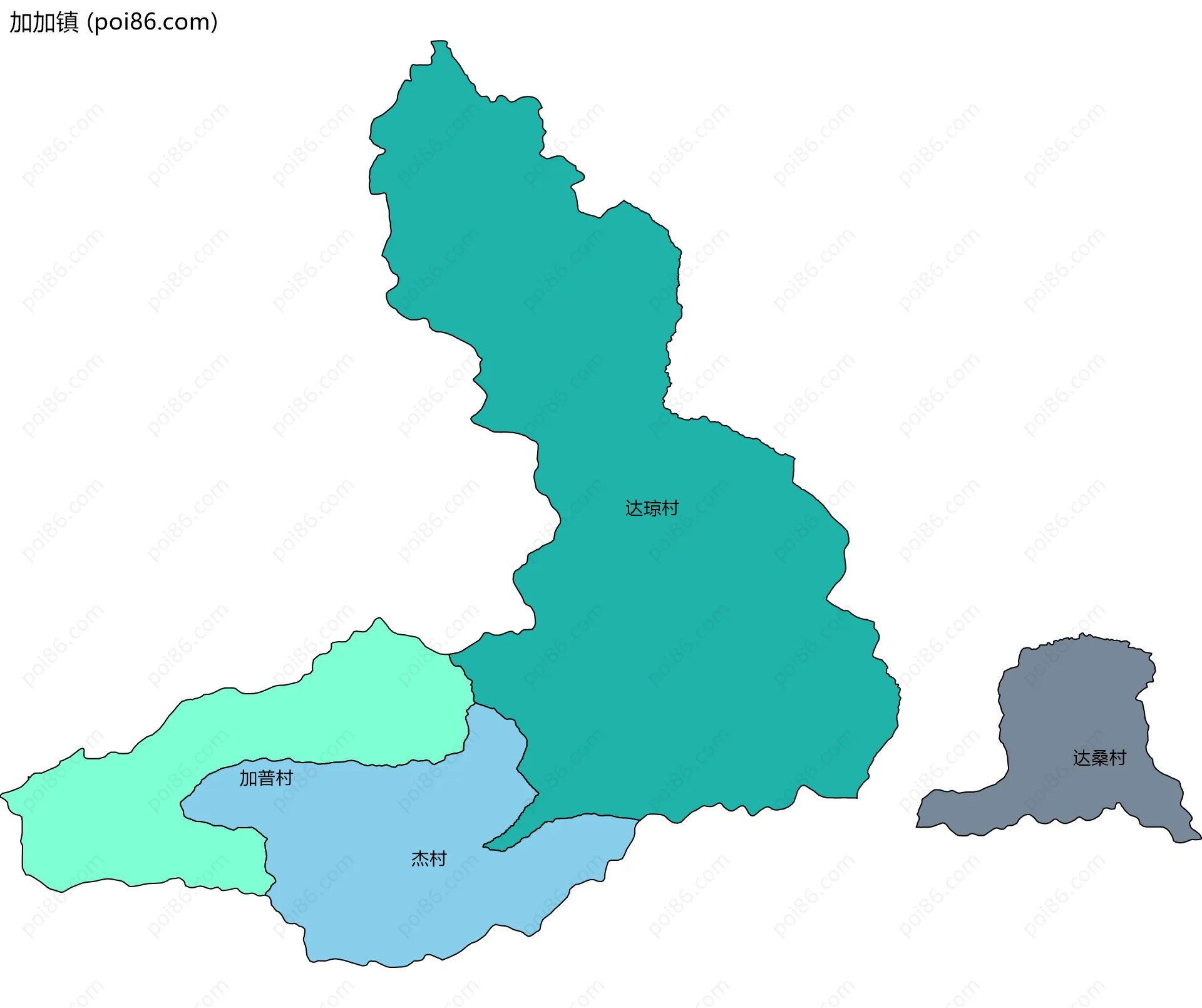 加加镇边界地图(五级行政区划)