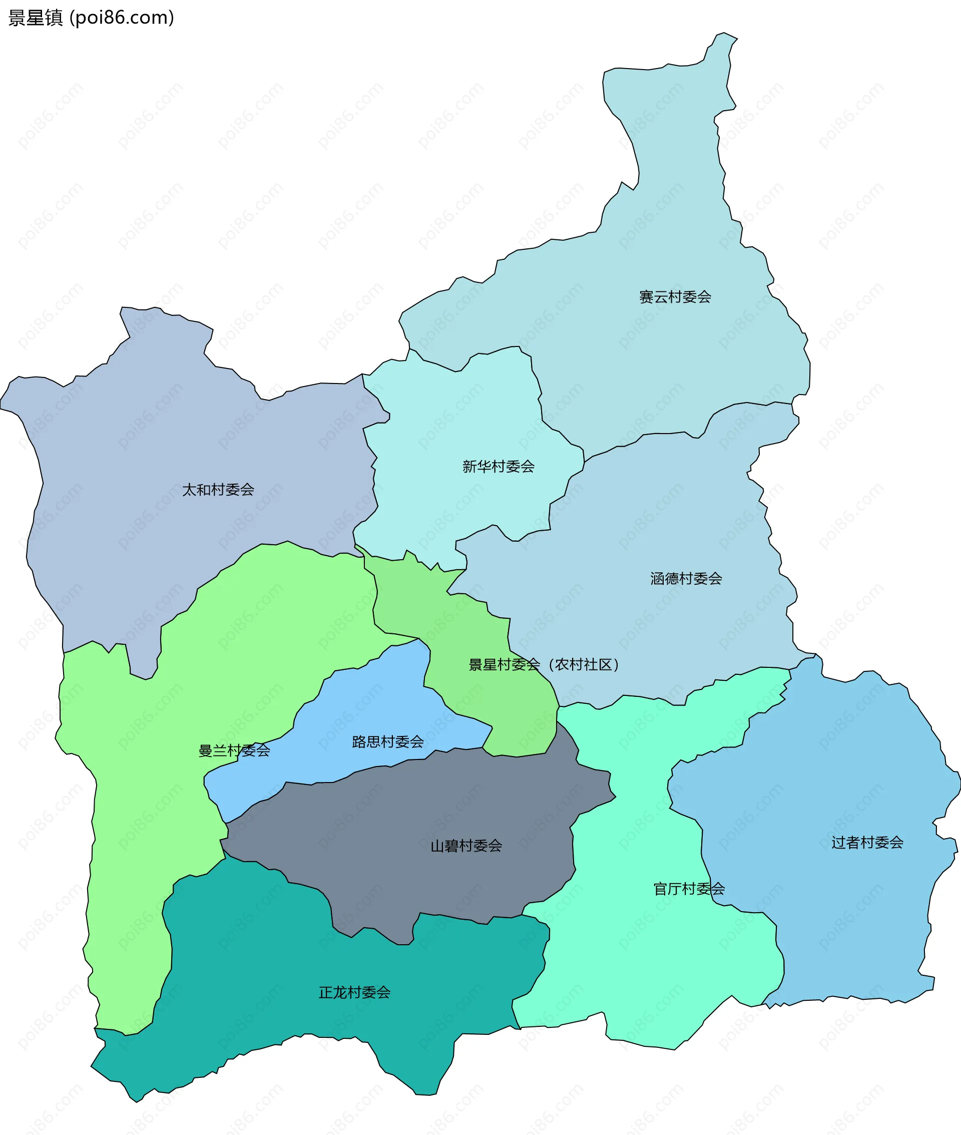 景星镇边界地图(五级行政区划)