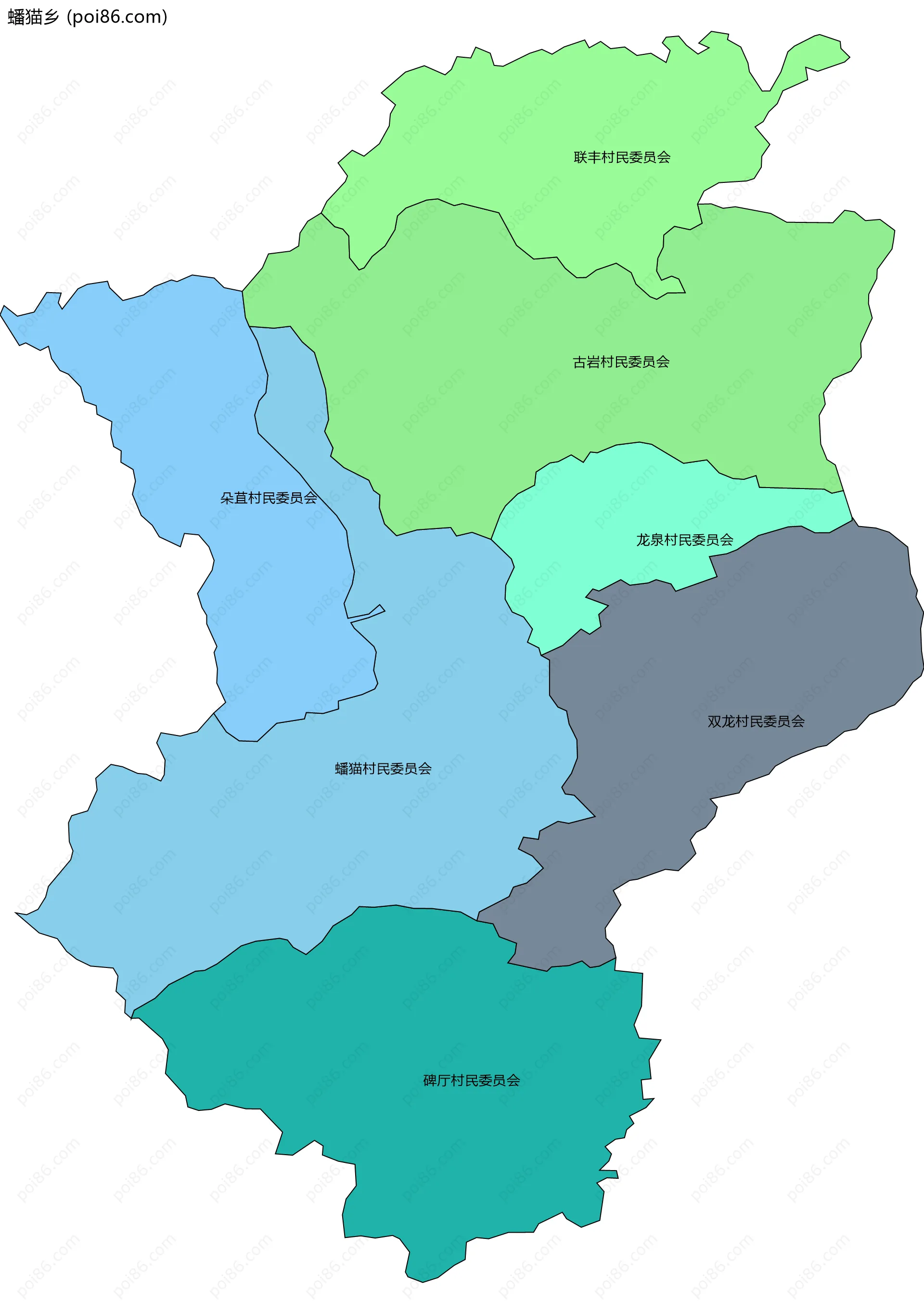 蟠猫乡边界地图(五级行政区划)