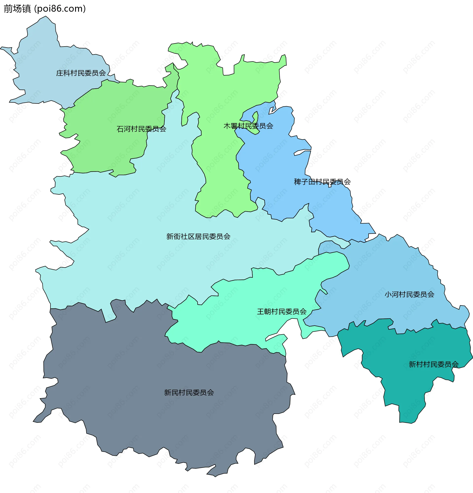 前场镇边界地图(五级行政区划)