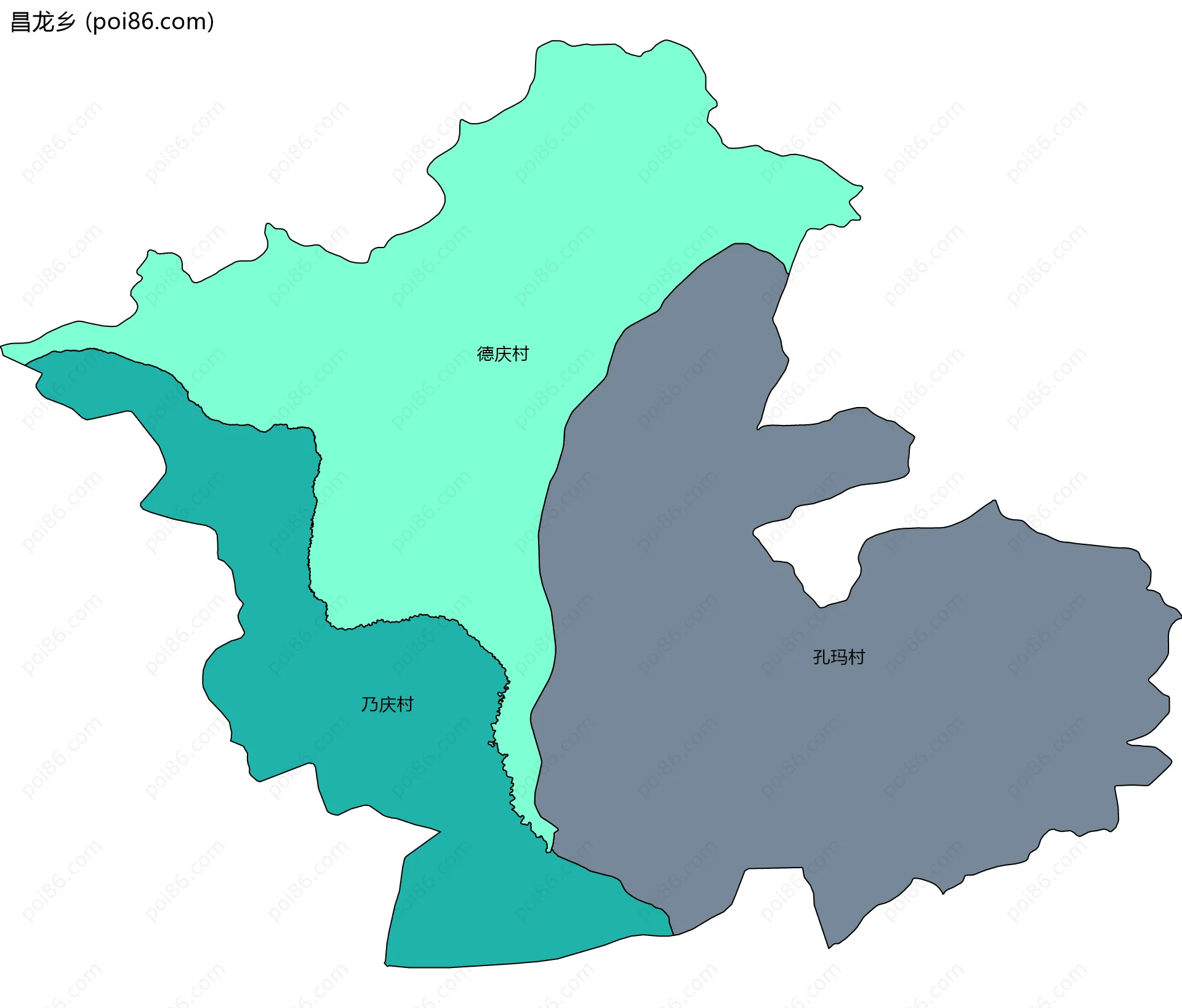 昌龙乡边界地图(五级行政区划)