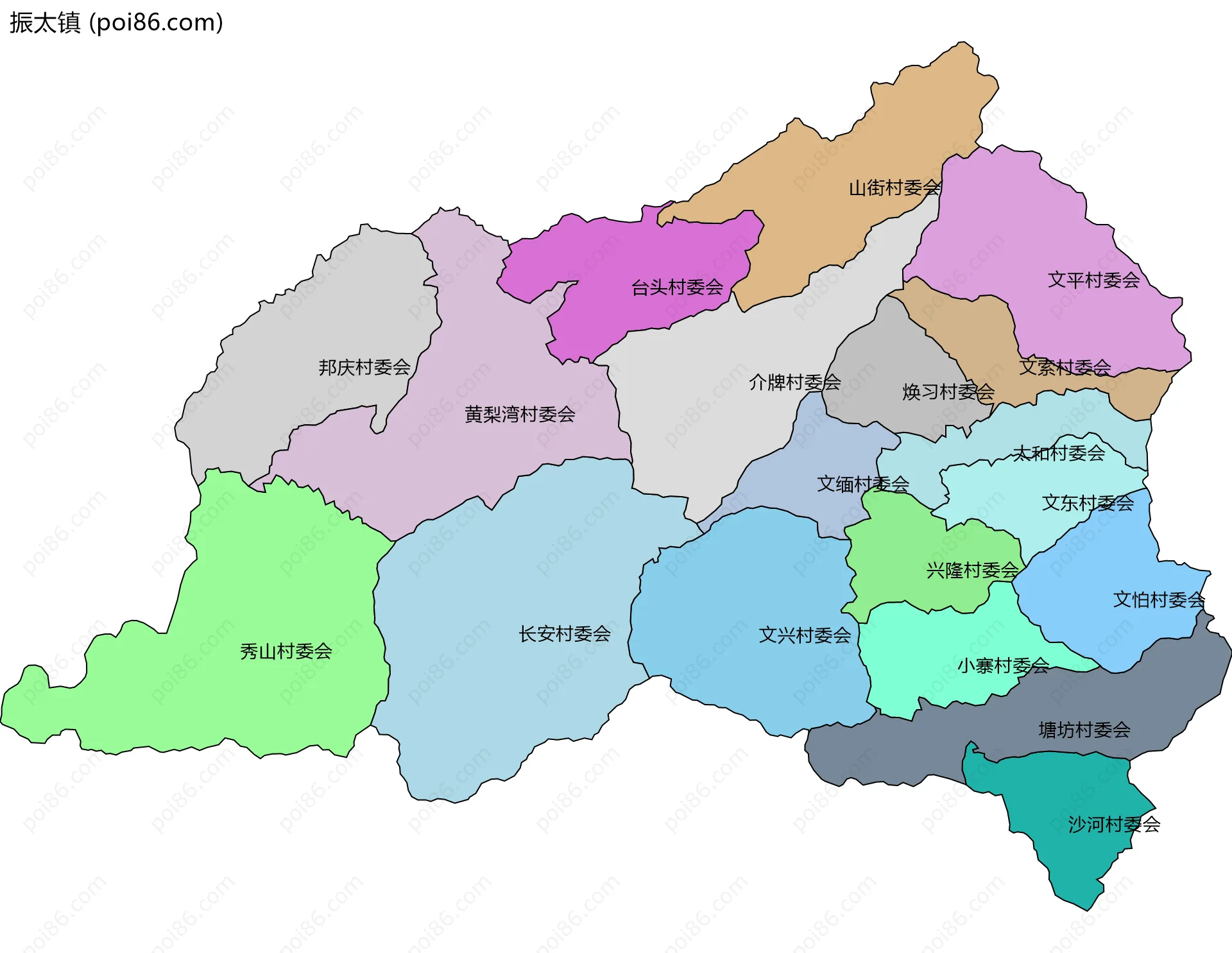 振太镇边界地图(五级行政区划)