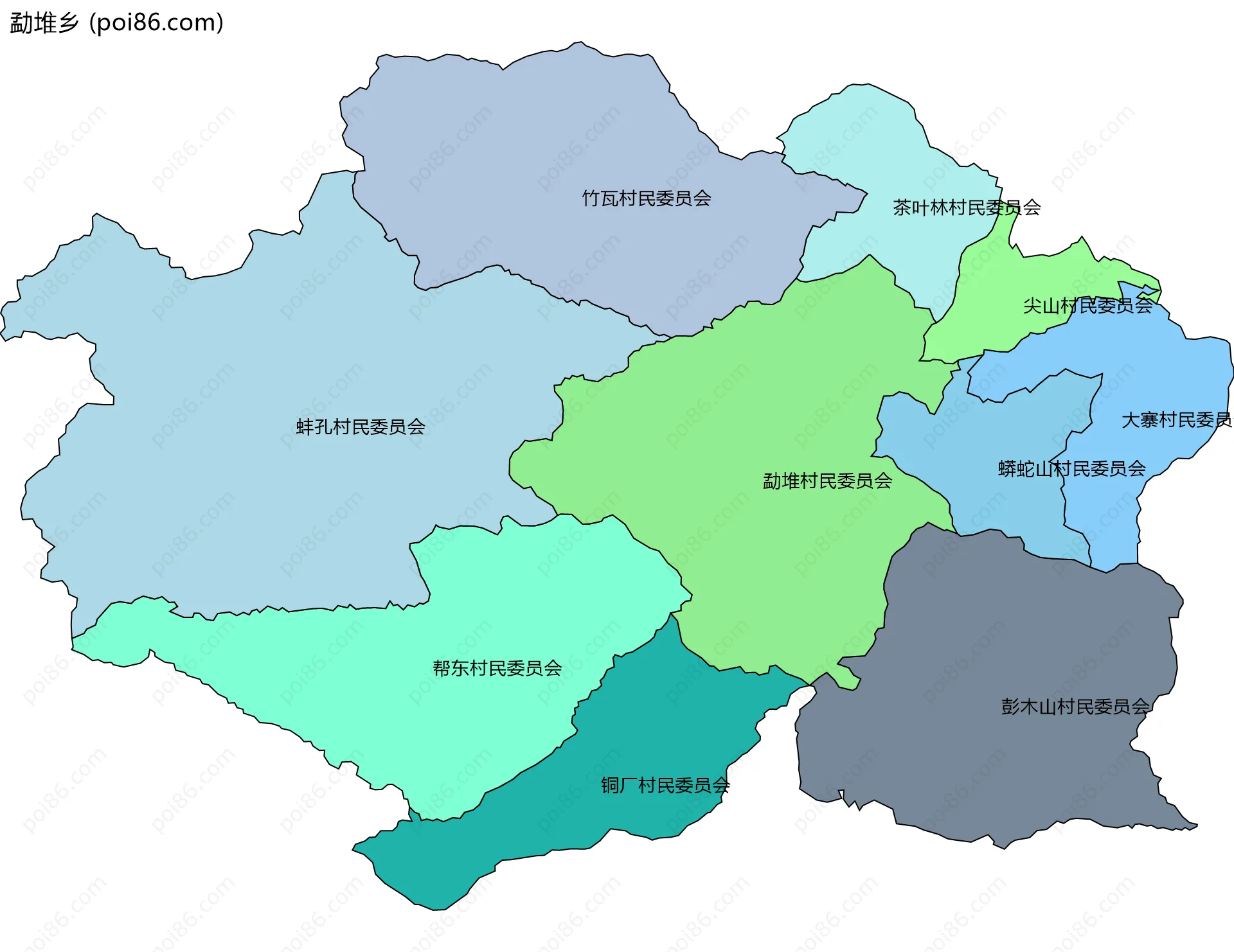 勐堆乡边界地图(五级行政区划)