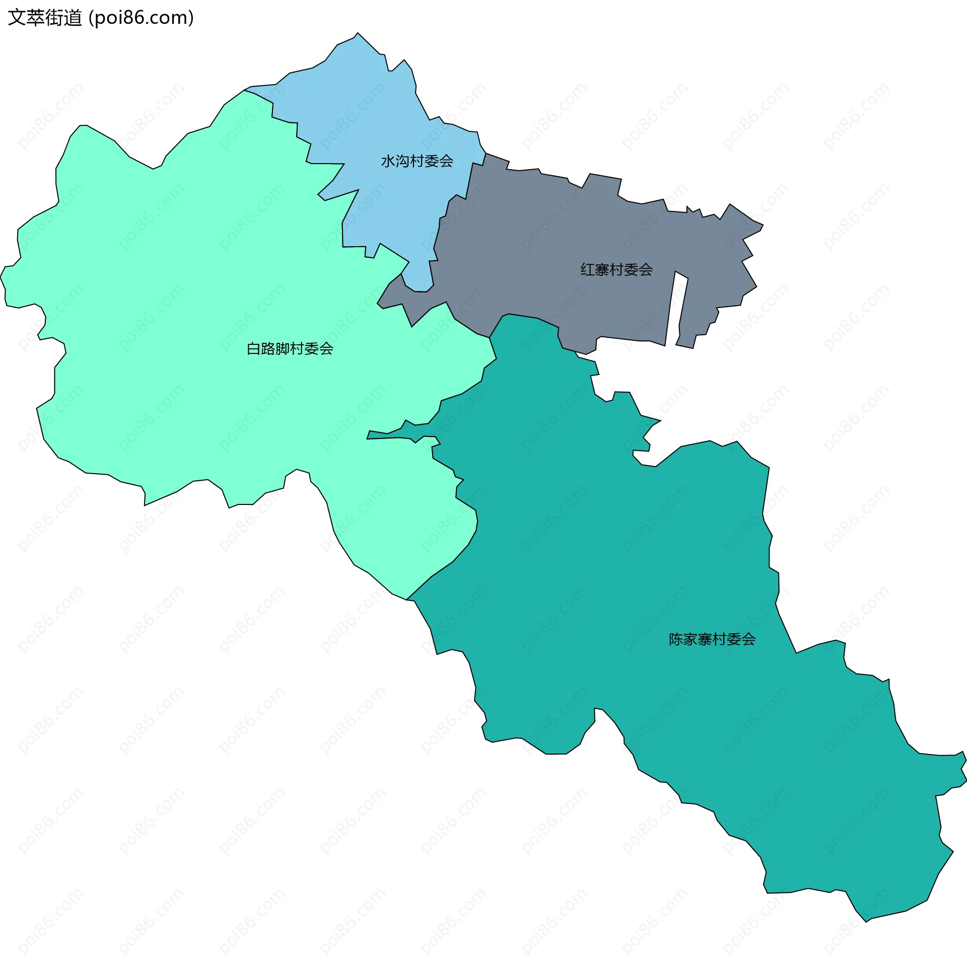 文萃街道边界地图(五级行政区划)