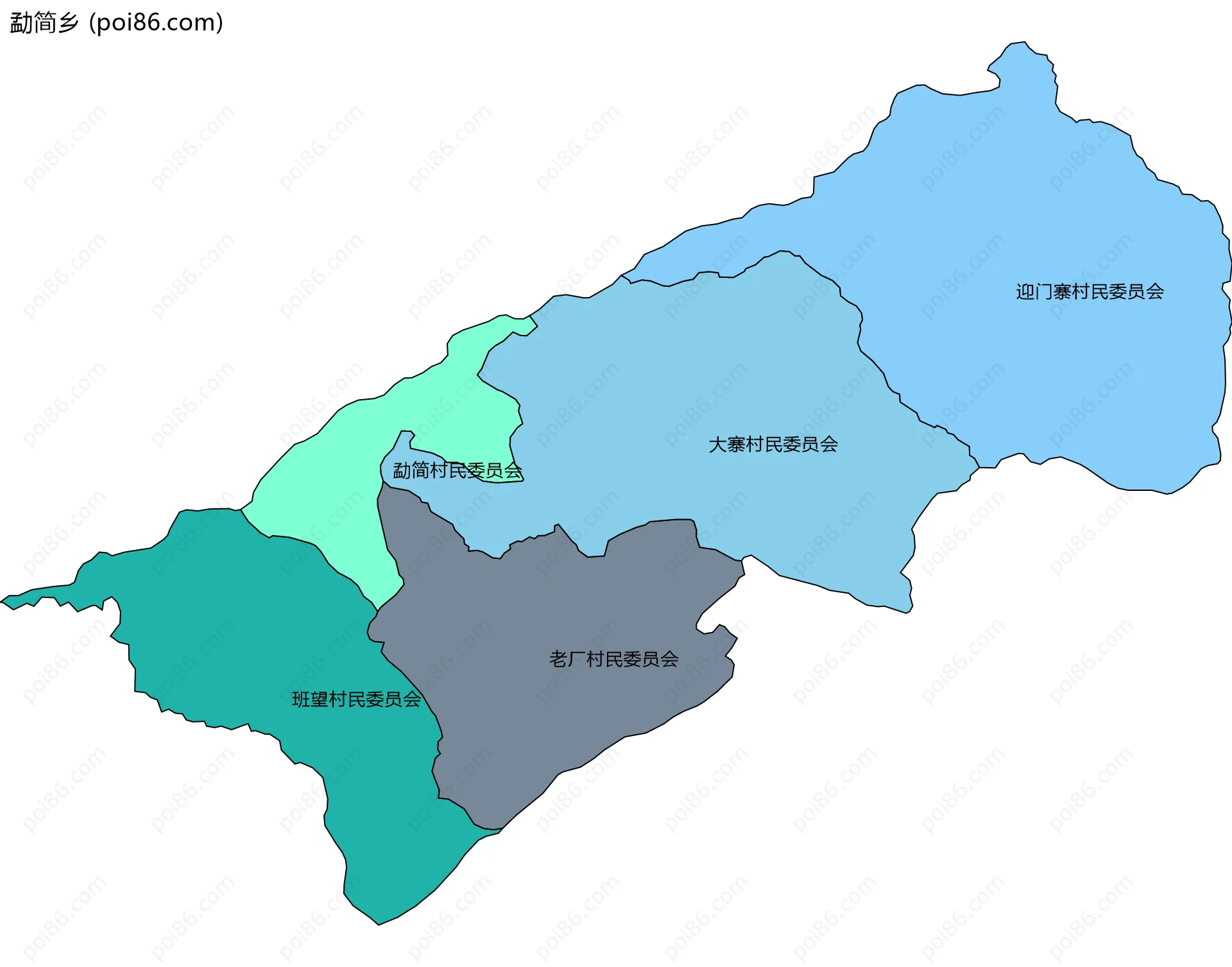 勐简乡边界地图(五级行政区划)