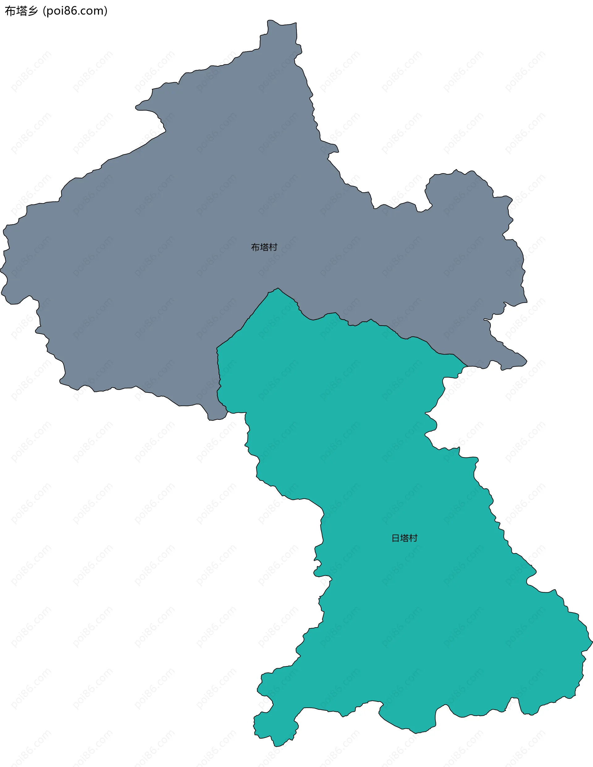 布塔乡边界地图(五级行政区划)