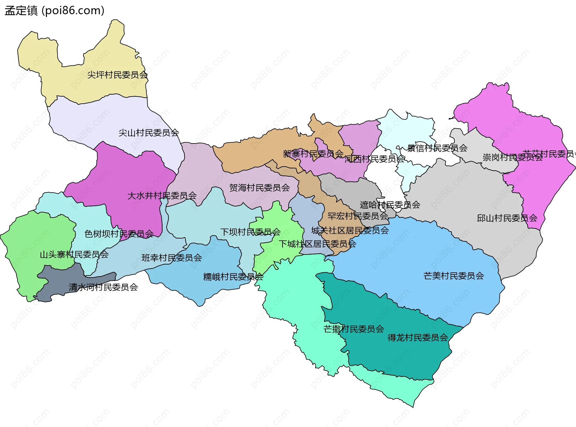 孟定镇边界地图(五级行政区划)