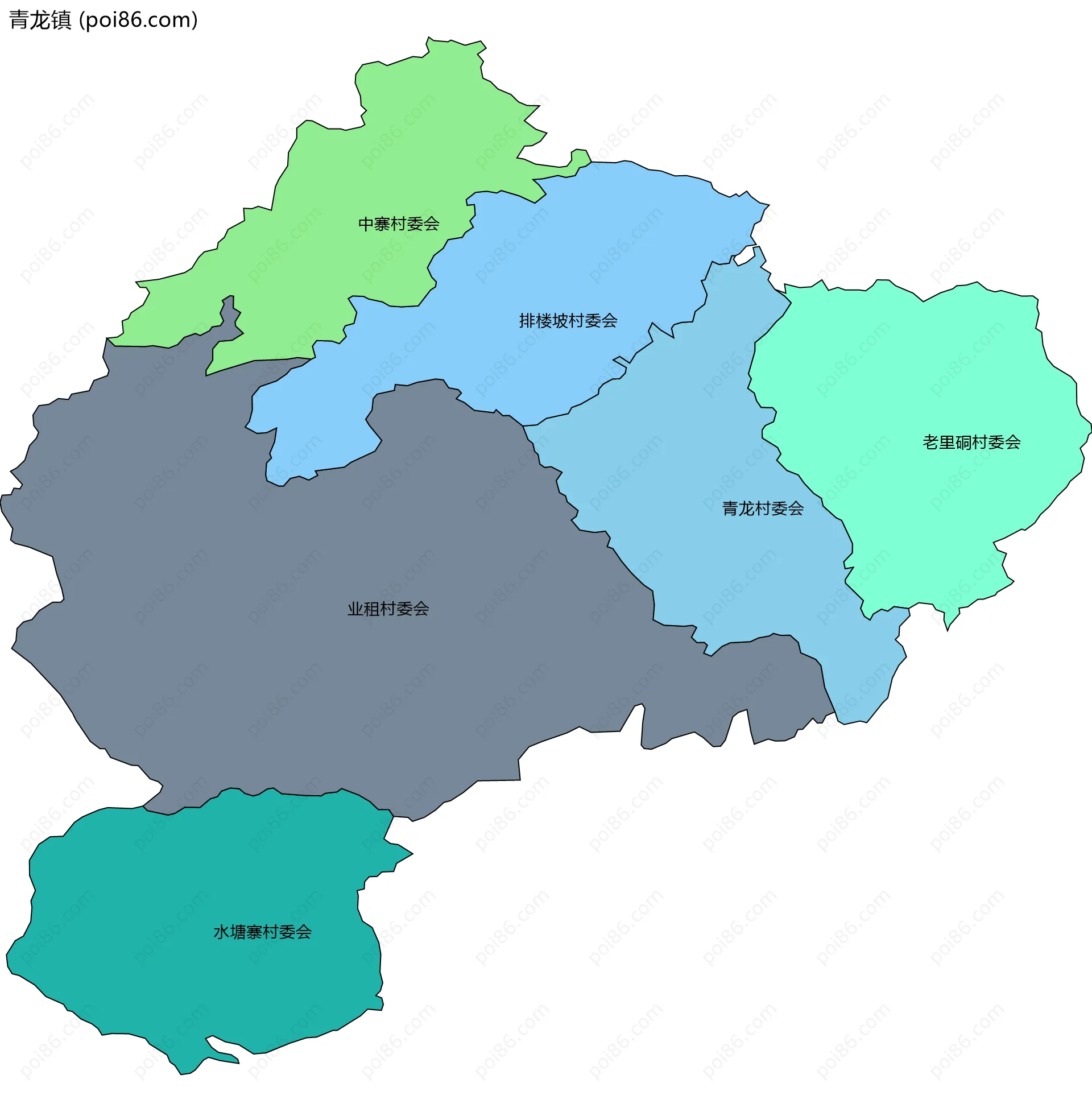 青龙镇边界地图(五级行政区划)