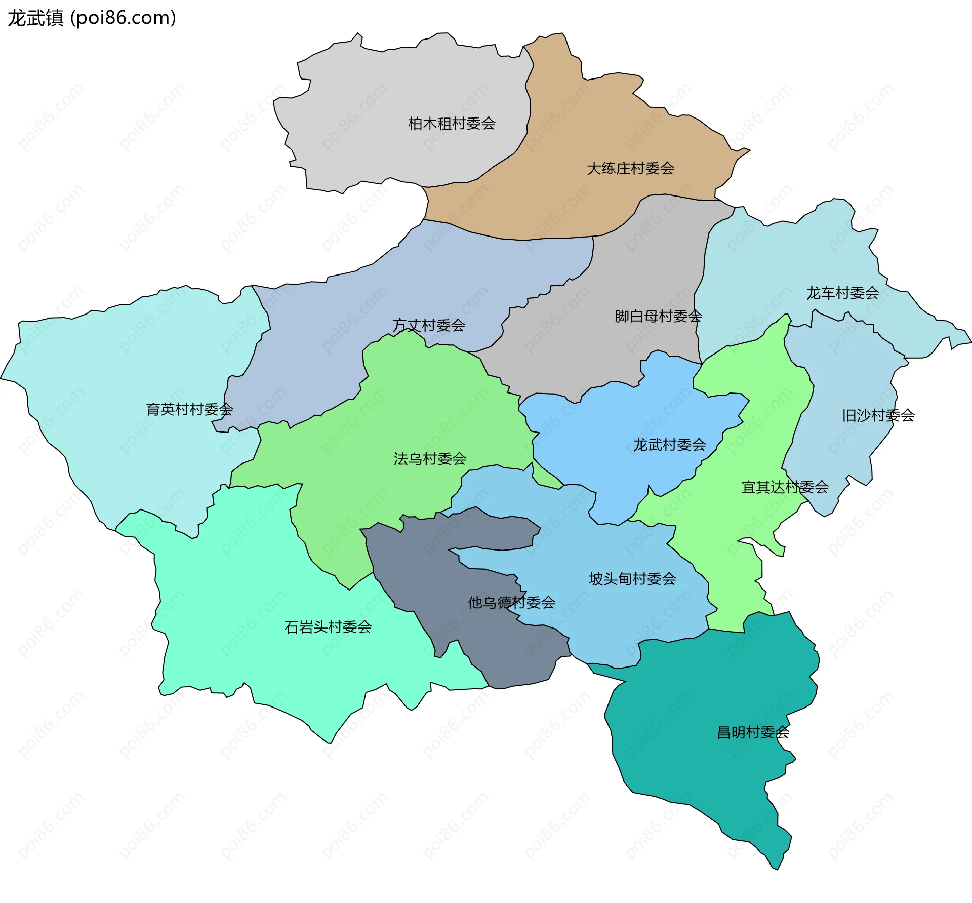 龙武镇边界地图(五级行政区划)