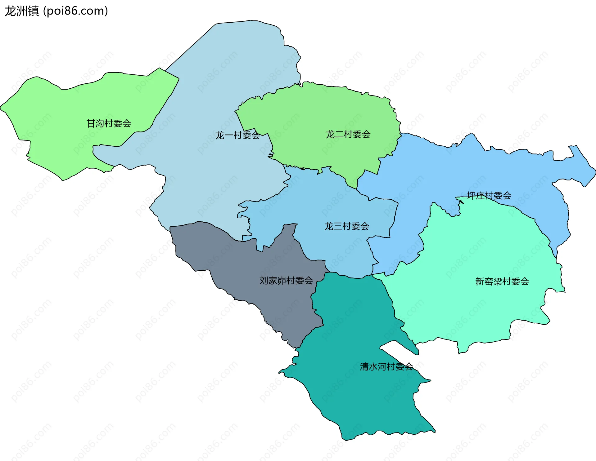 龙洲镇边界地图(五级行政区划)