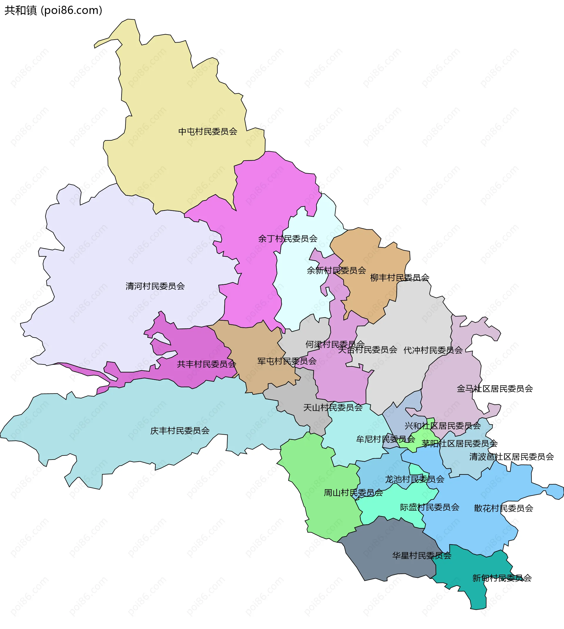 共和镇边界地图(五级行政区划)