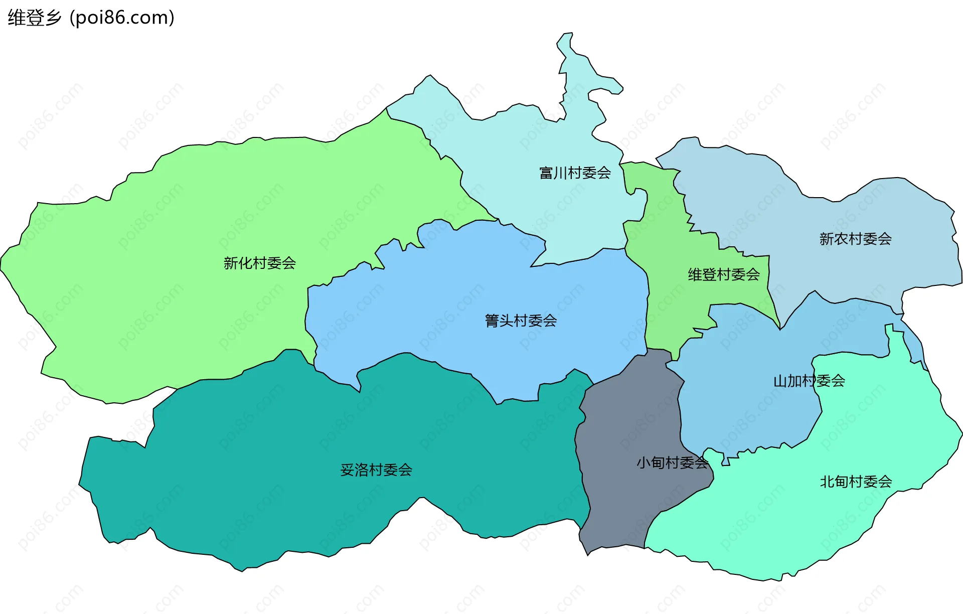 维登乡边界地图(五级行政区划)