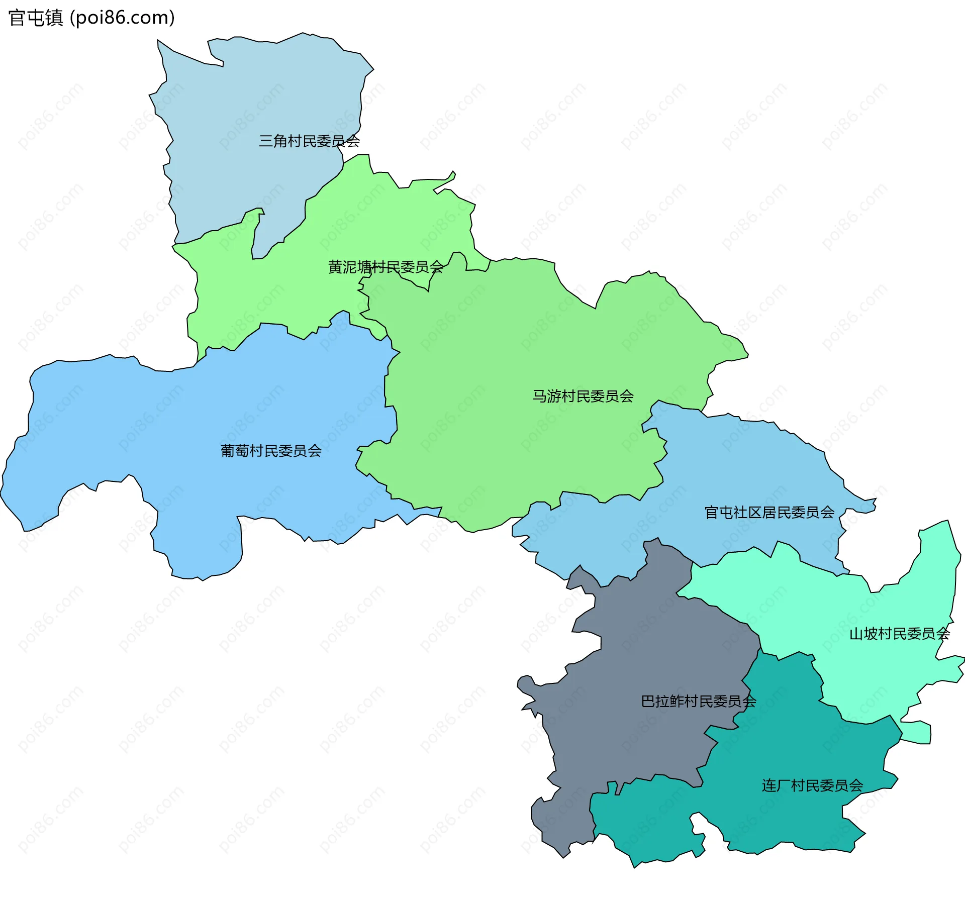官屯镇边界地图(五级行政区划)