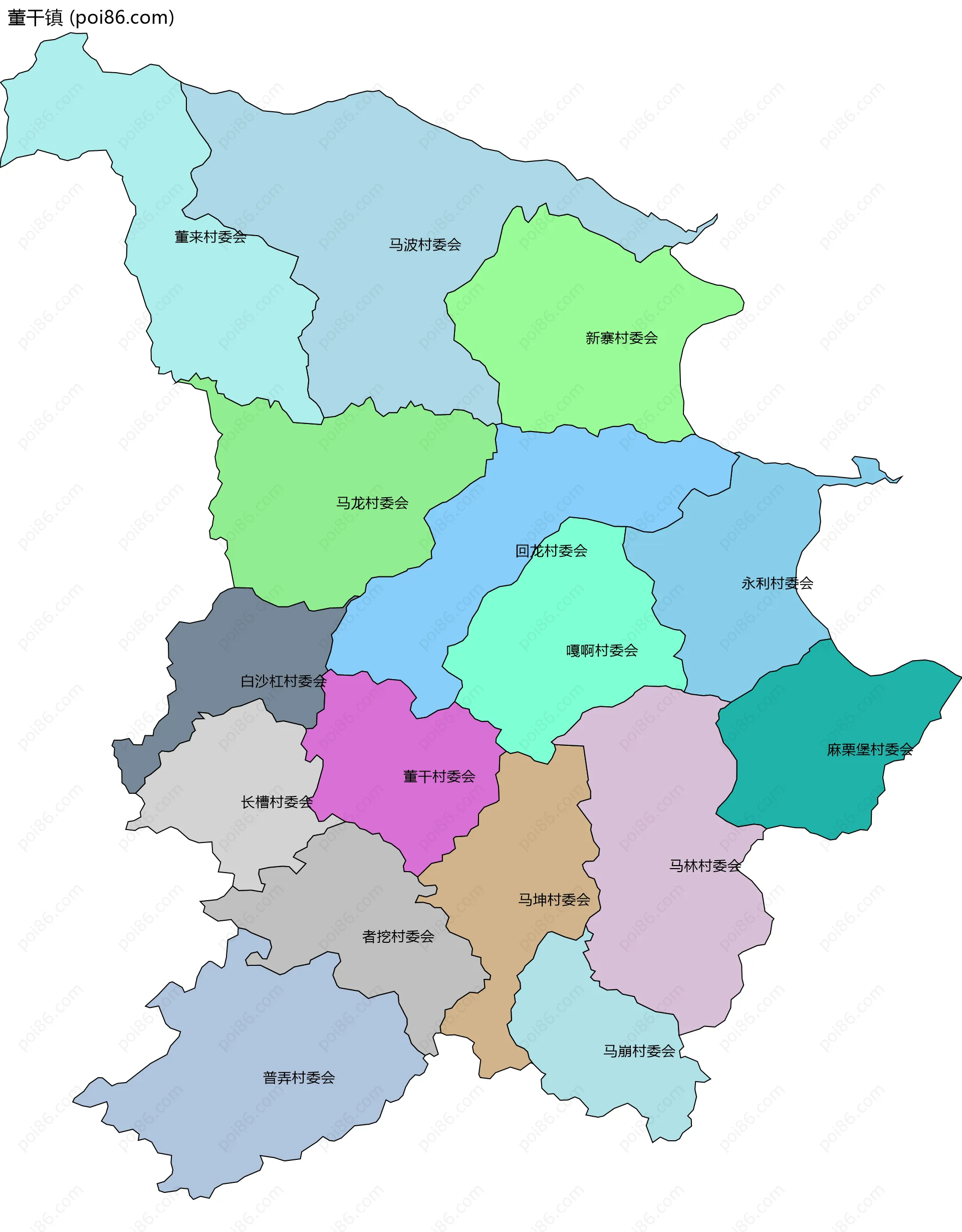 董干镇边界地图(五级行政区划)