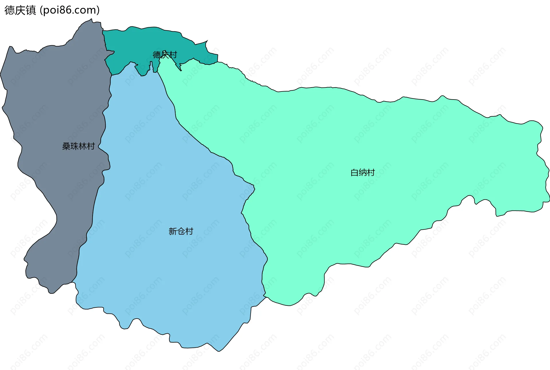 德庆镇边界地图(五级行政区划)