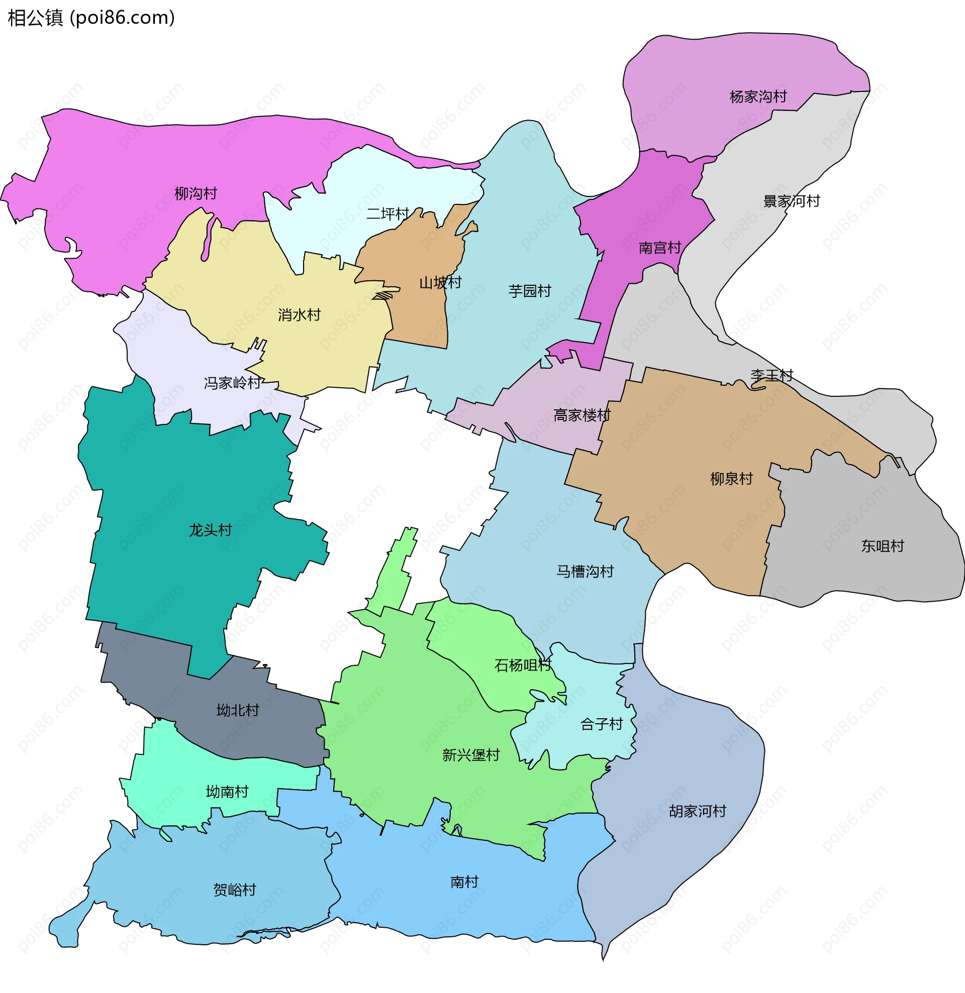 相公镇边界地图(五级行政区划)