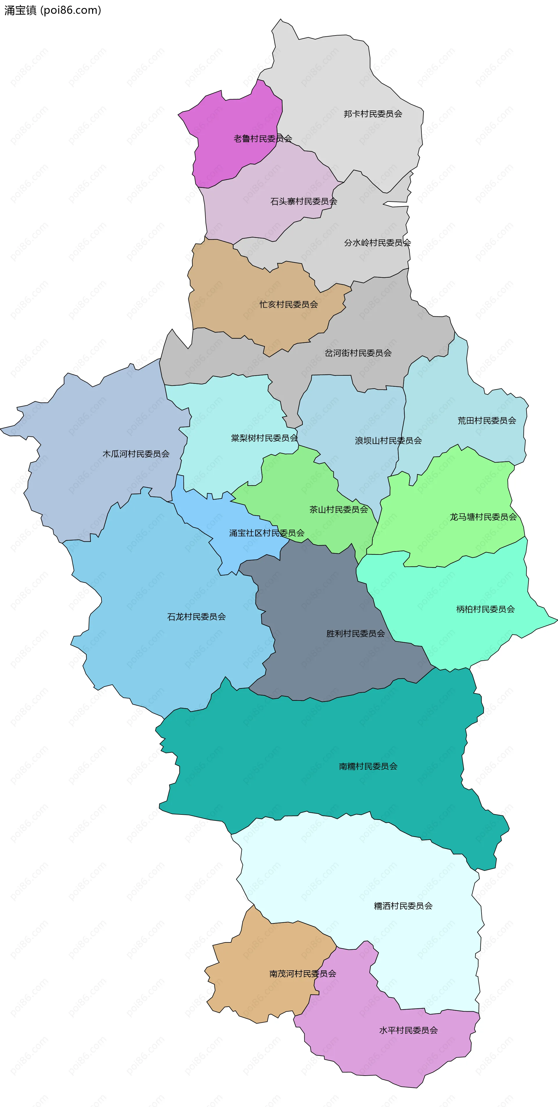 涌宝镇边界地图(五级行政区划)