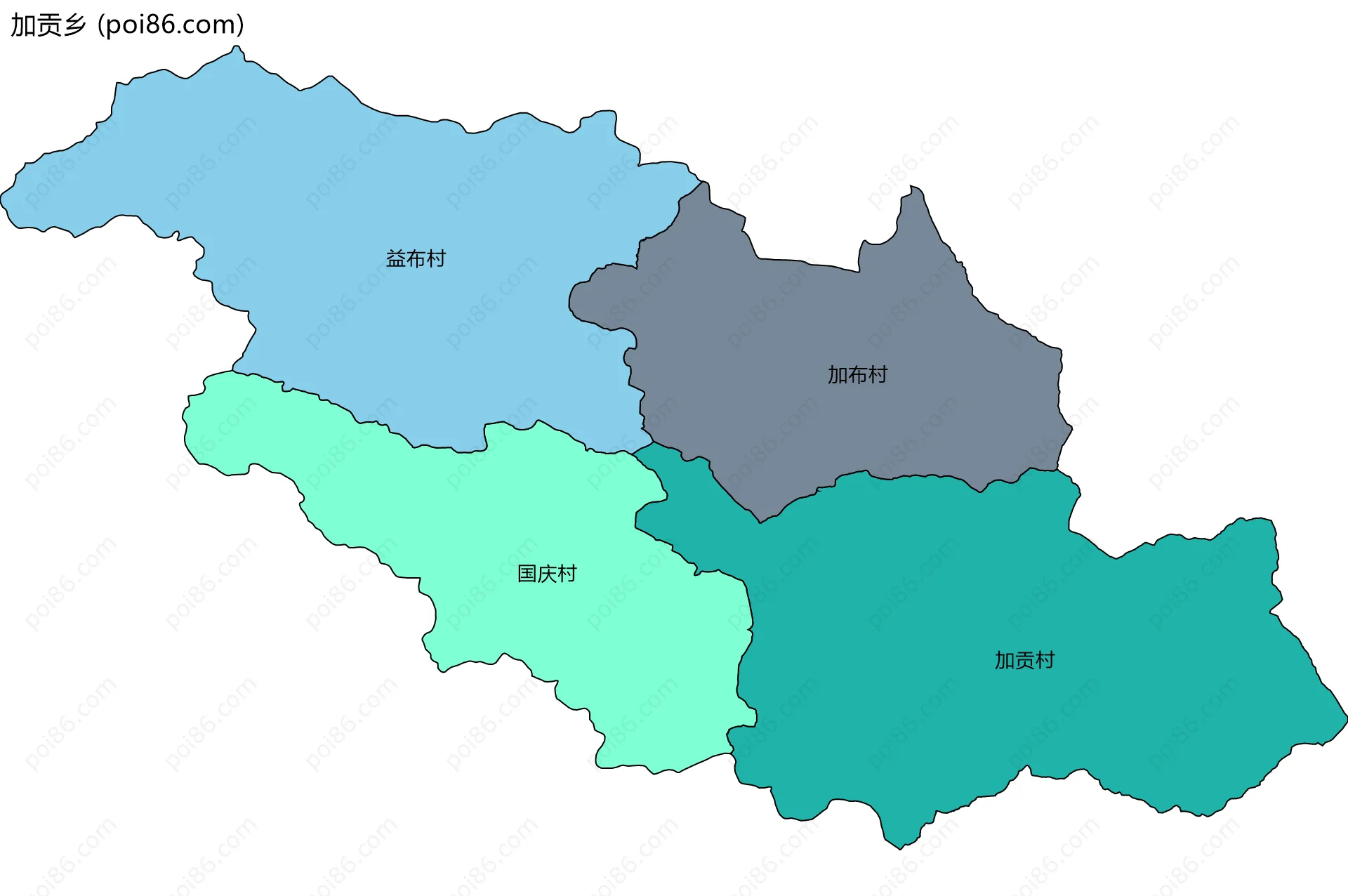 加贡乡边界地图(五级行政区划)