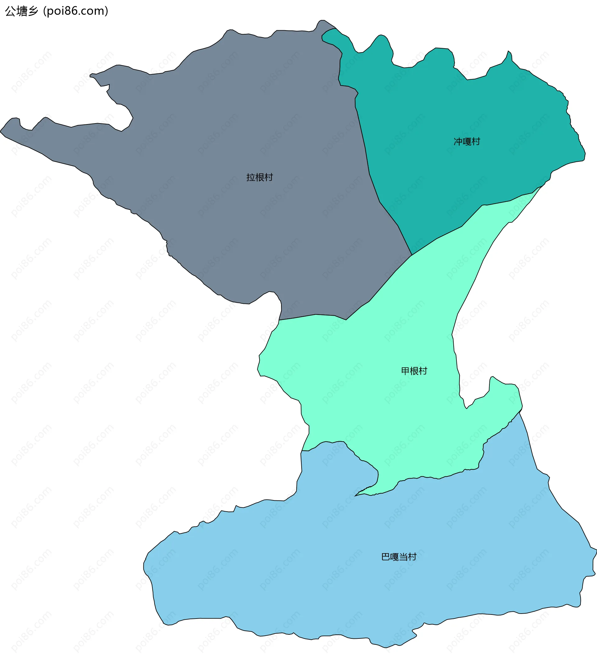 公塘乡边界地图(五级行政区划)