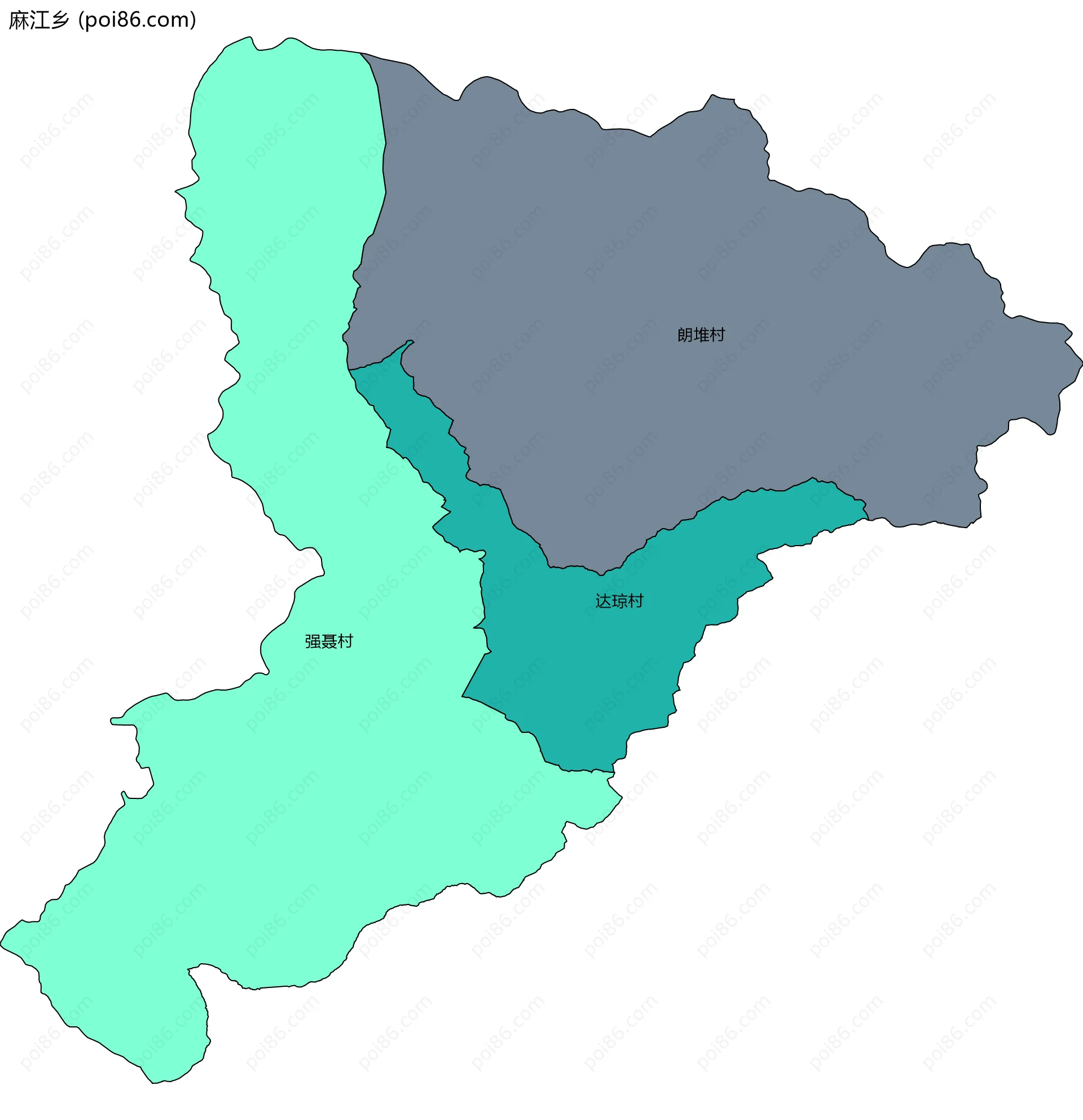 麻江乡边界地图(五级行政区划)