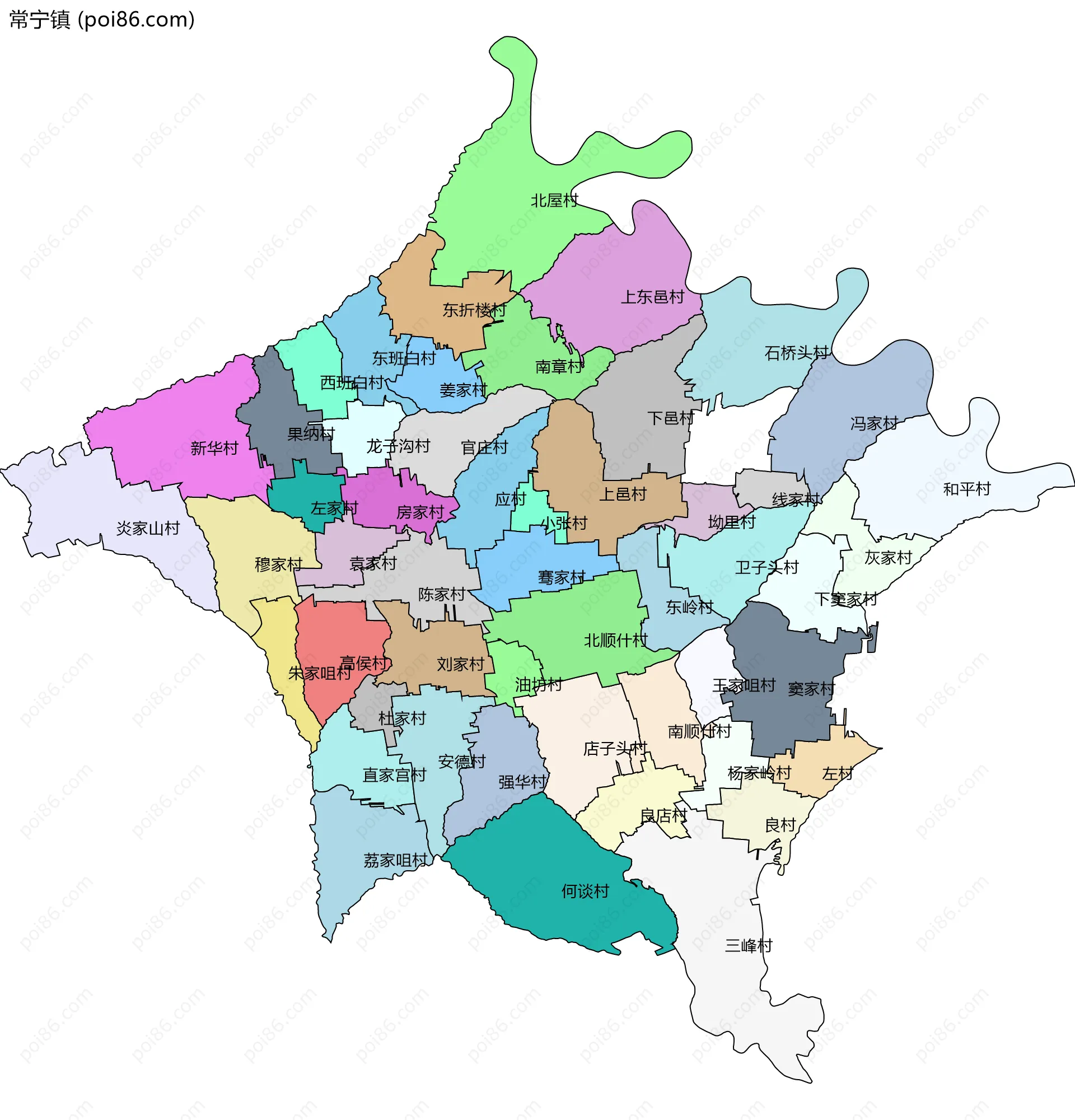 常宁镇边界地图(五级行政区划)