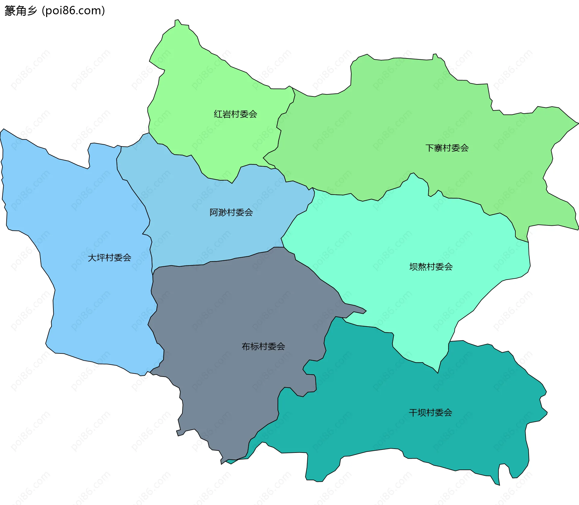 篆角乡边界地图(五级行政区划)