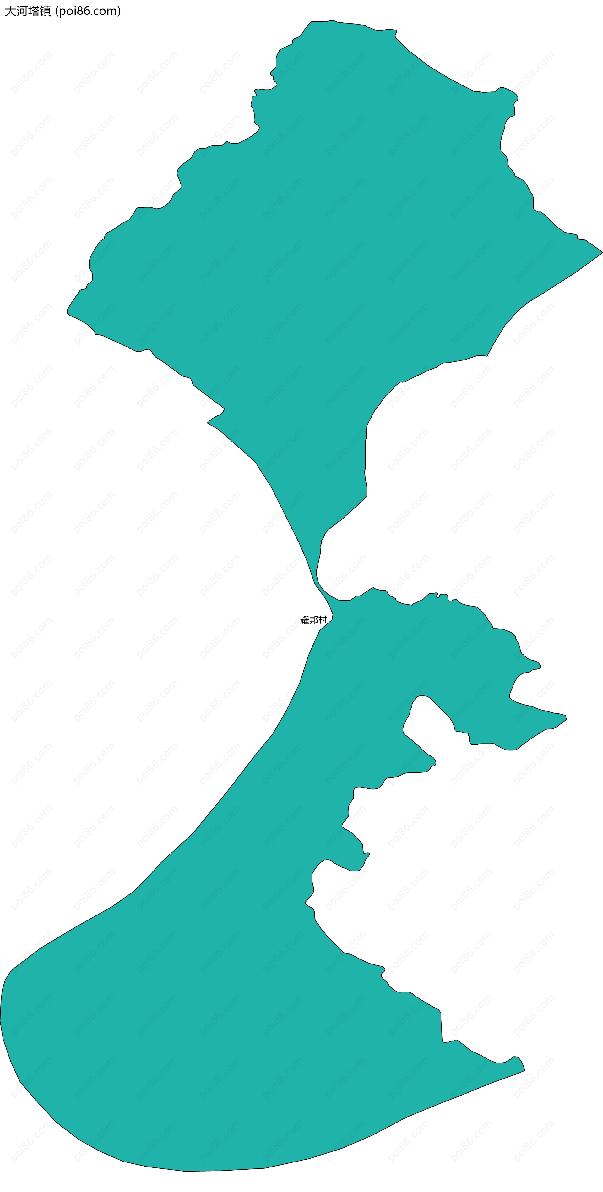 大河塔镇边界地图(五级行政区划)
