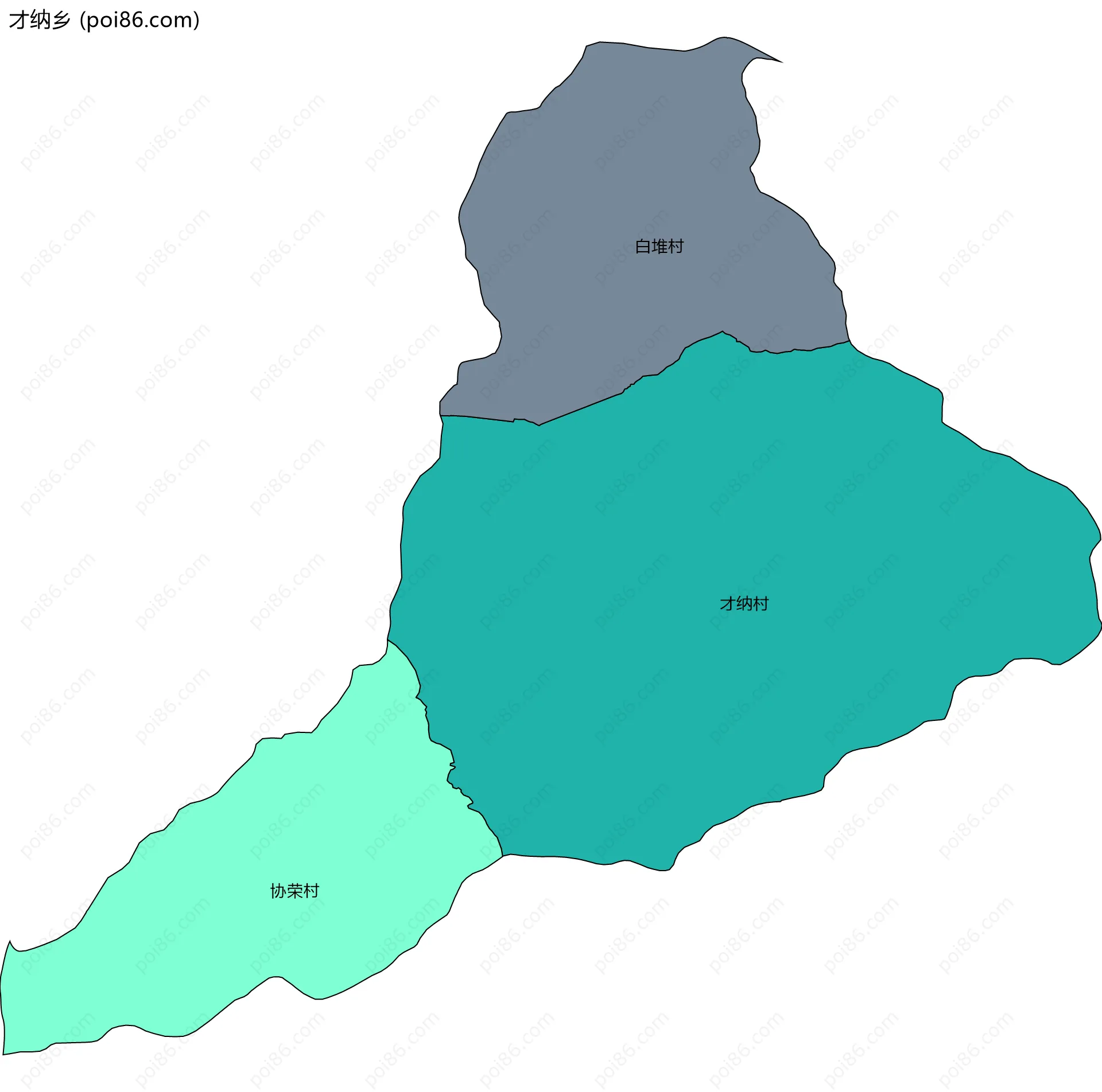 才纳乡边界地图(五级行政区划)