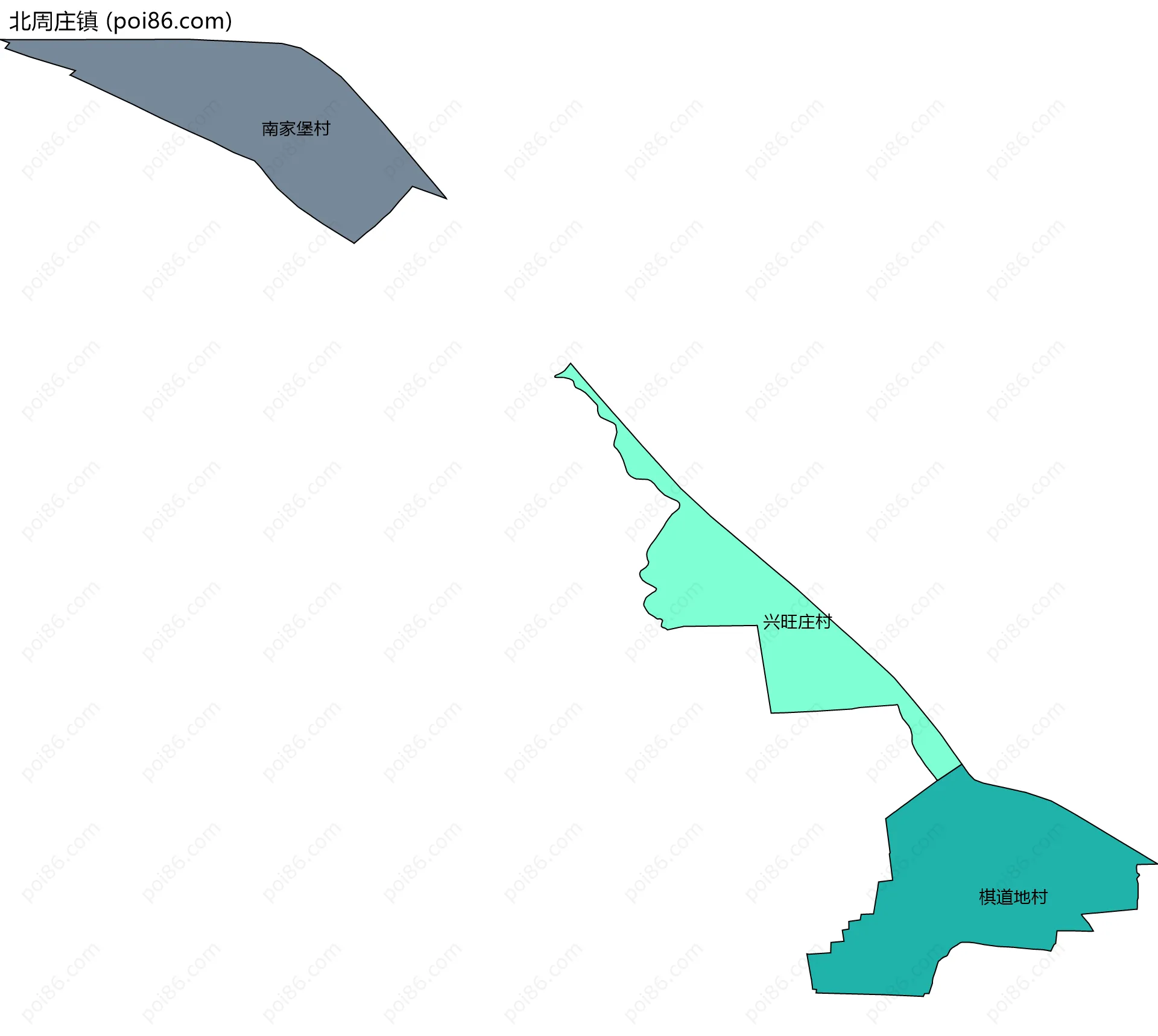 北周庄镇边界地图(五级行政区划)