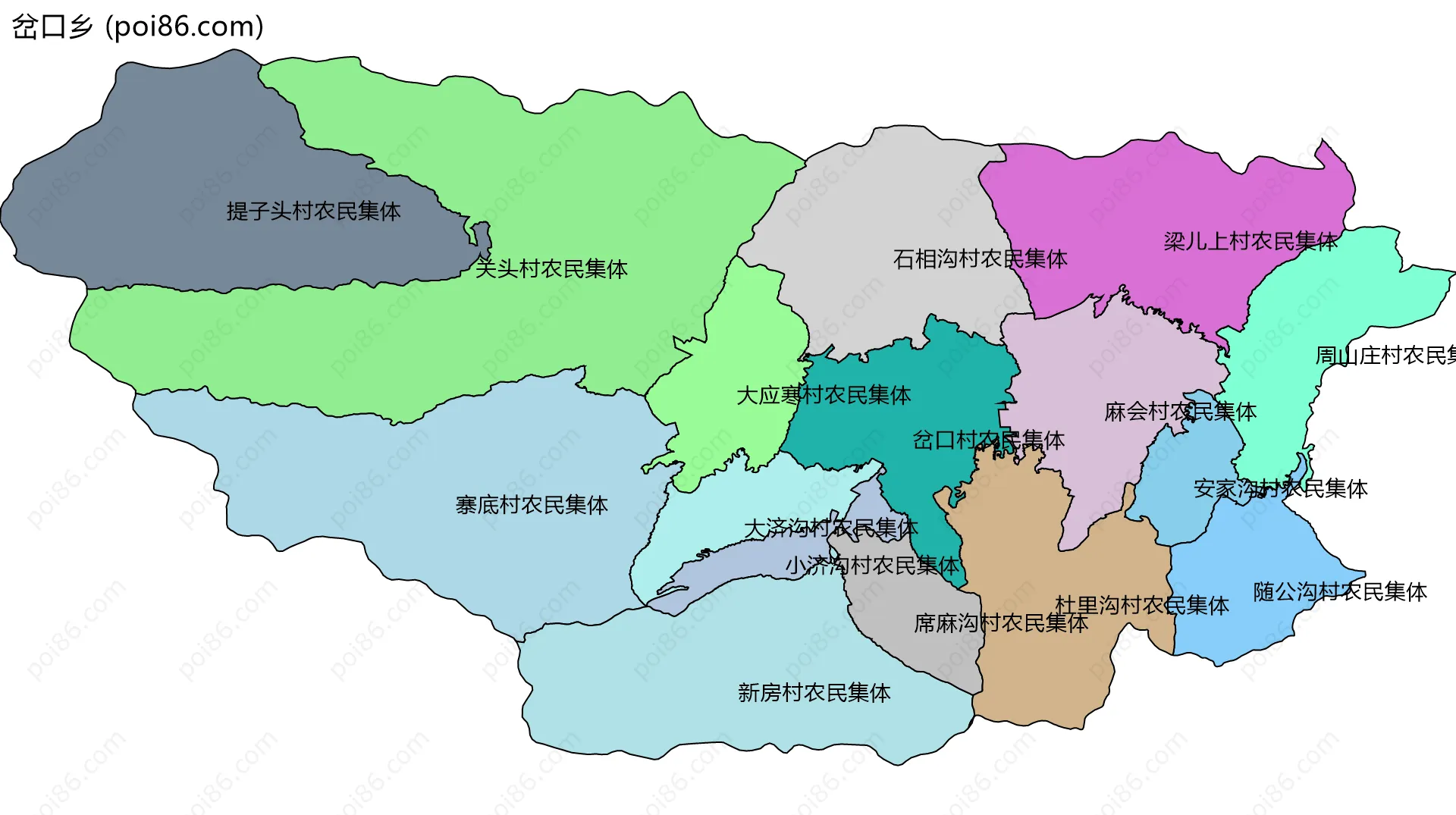 岔口乡边界地图(五级行政区划)