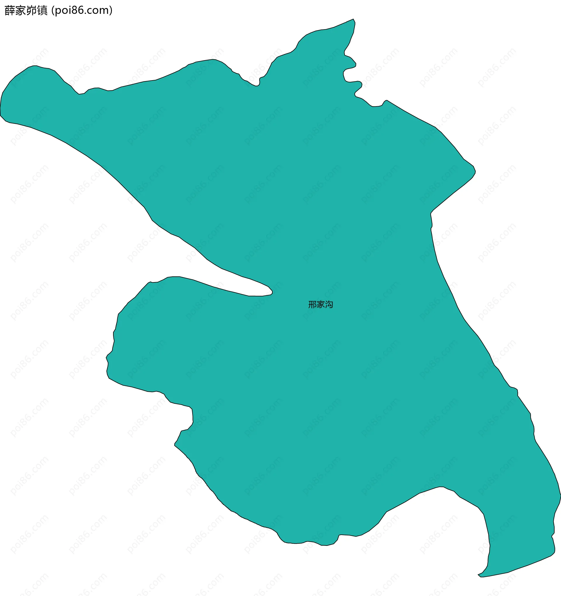 薛家峁镇边界地图(五级行政区划)