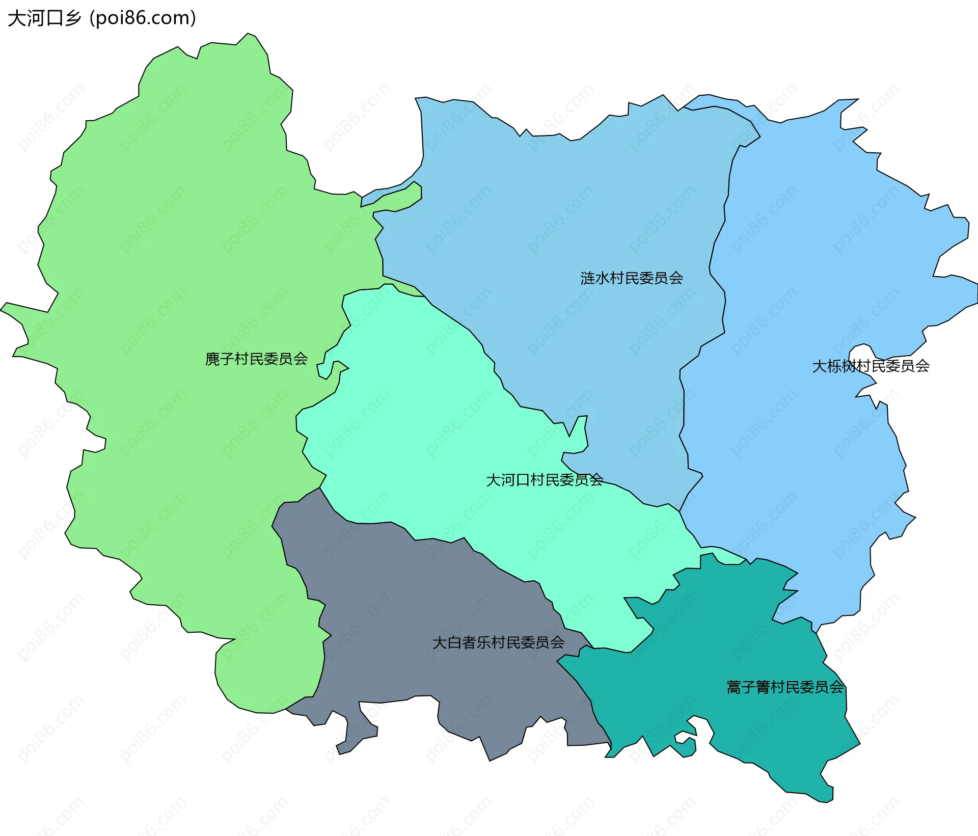 大河口乡边界地图(五级行政区划)