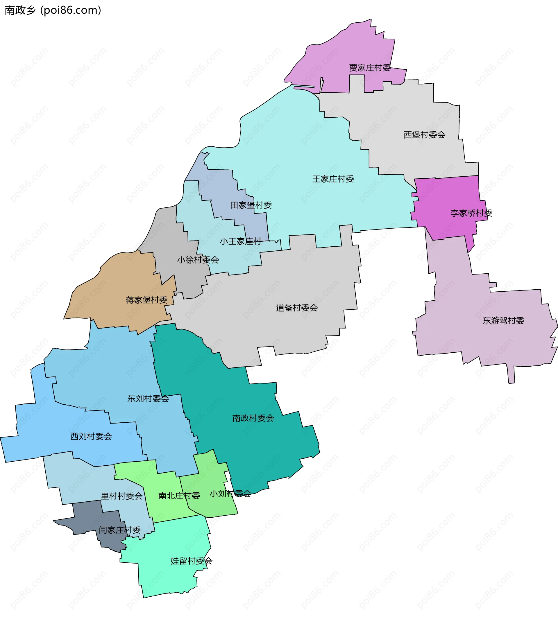 南政乡边界地图(五级行政区划)