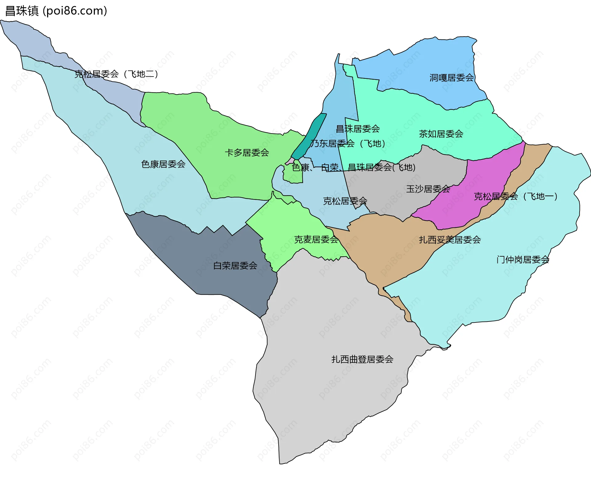 昌珠镇边界地图(五级行政区划)