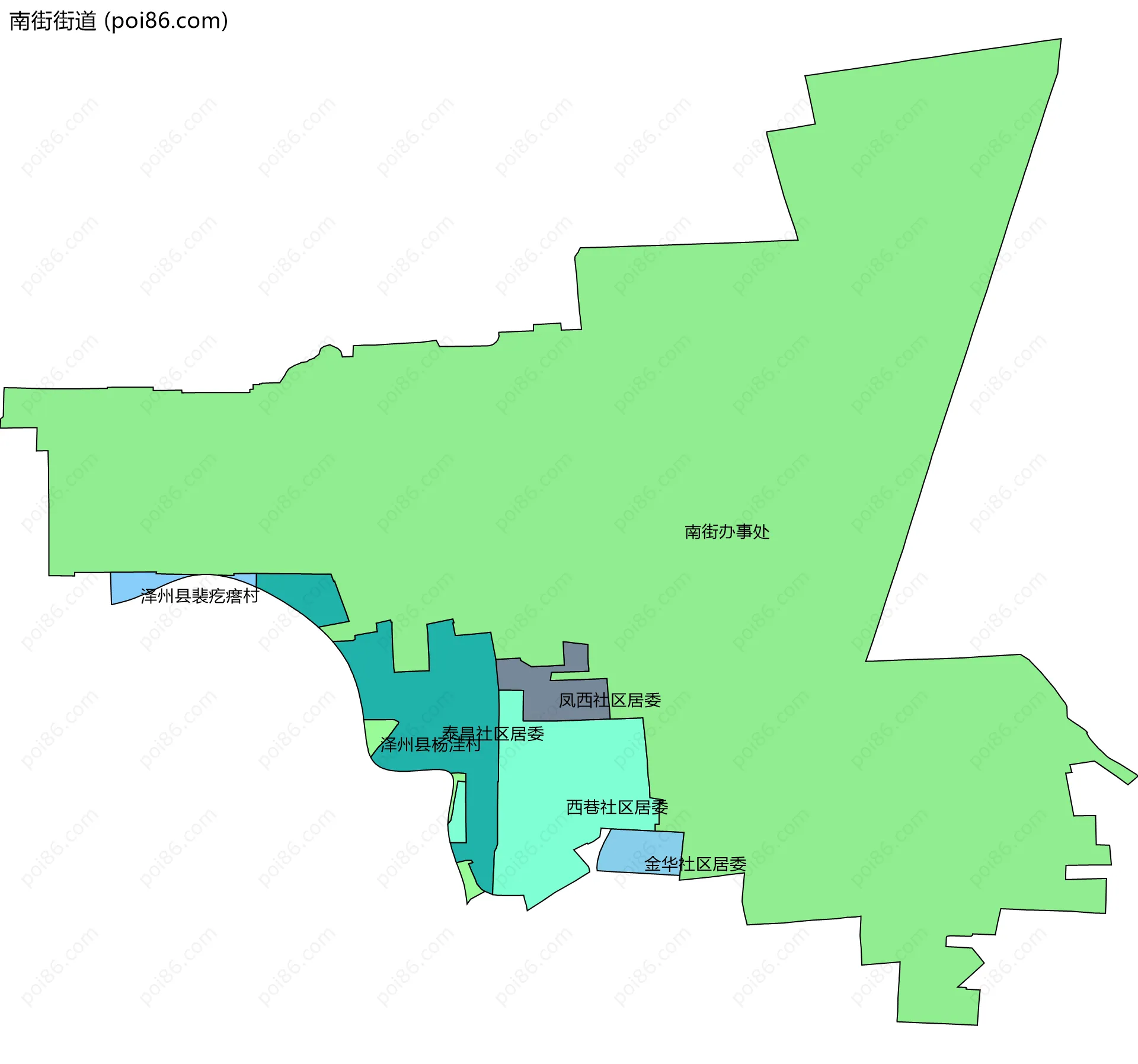 南街街道边界地图(五级行政区划)