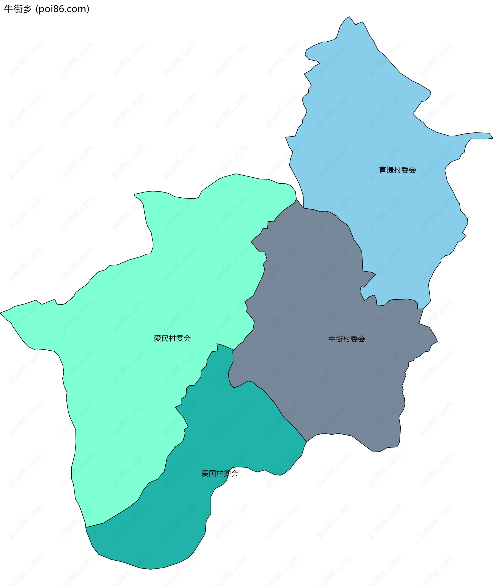 牛街乡边界地图(五级行政区划)