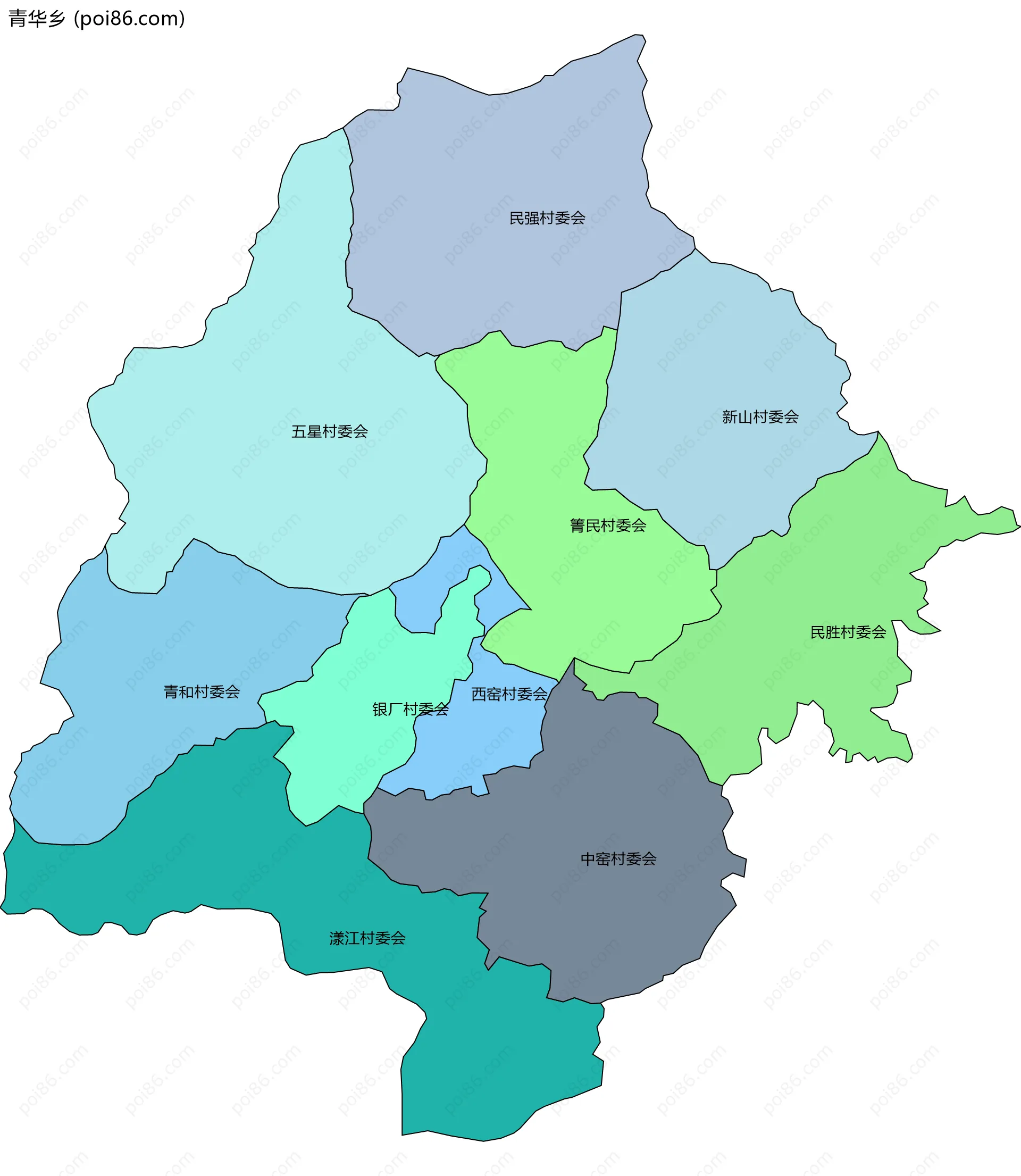 青华乡边界地图(五级行政区划)