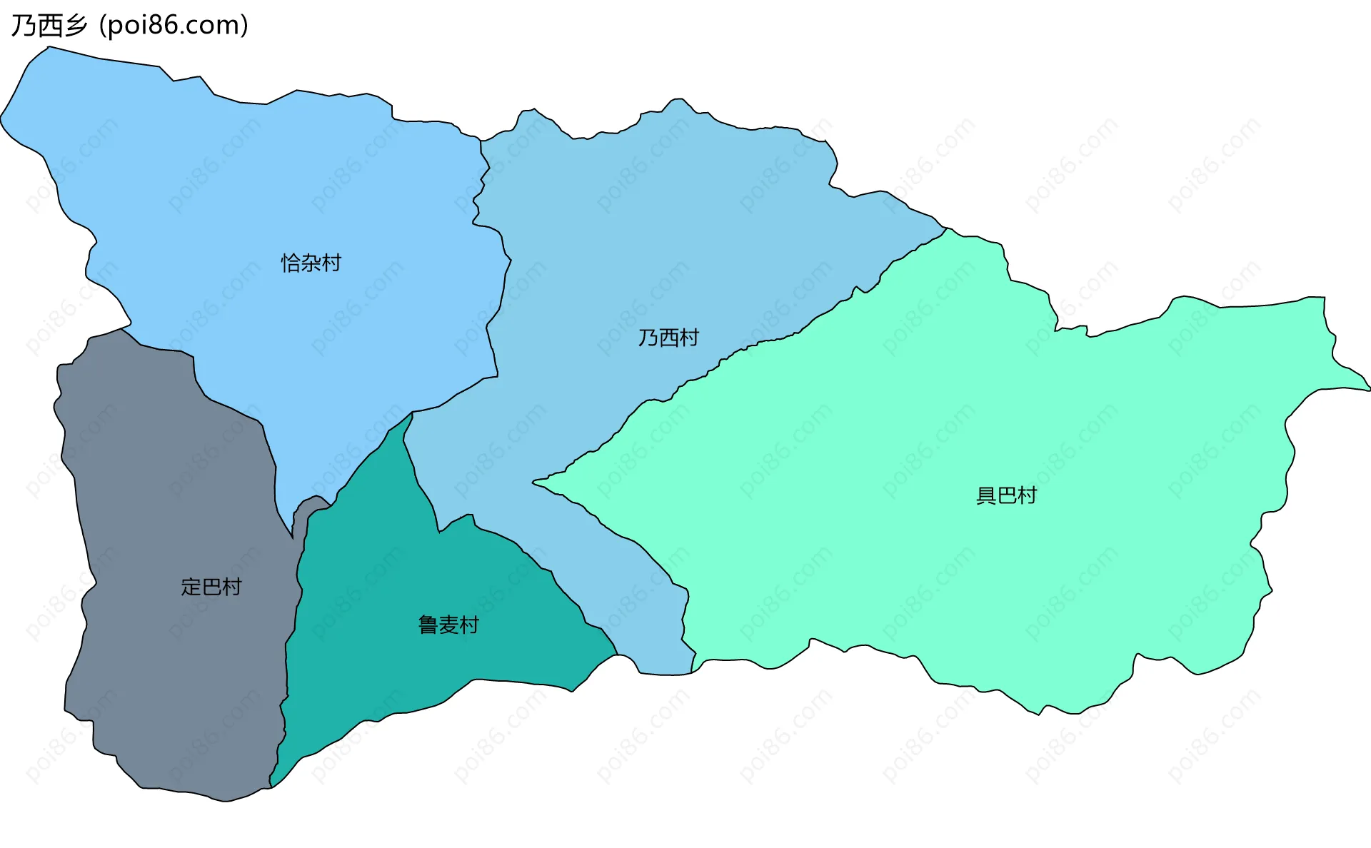 乃西乡边界地图(五级行政区划)