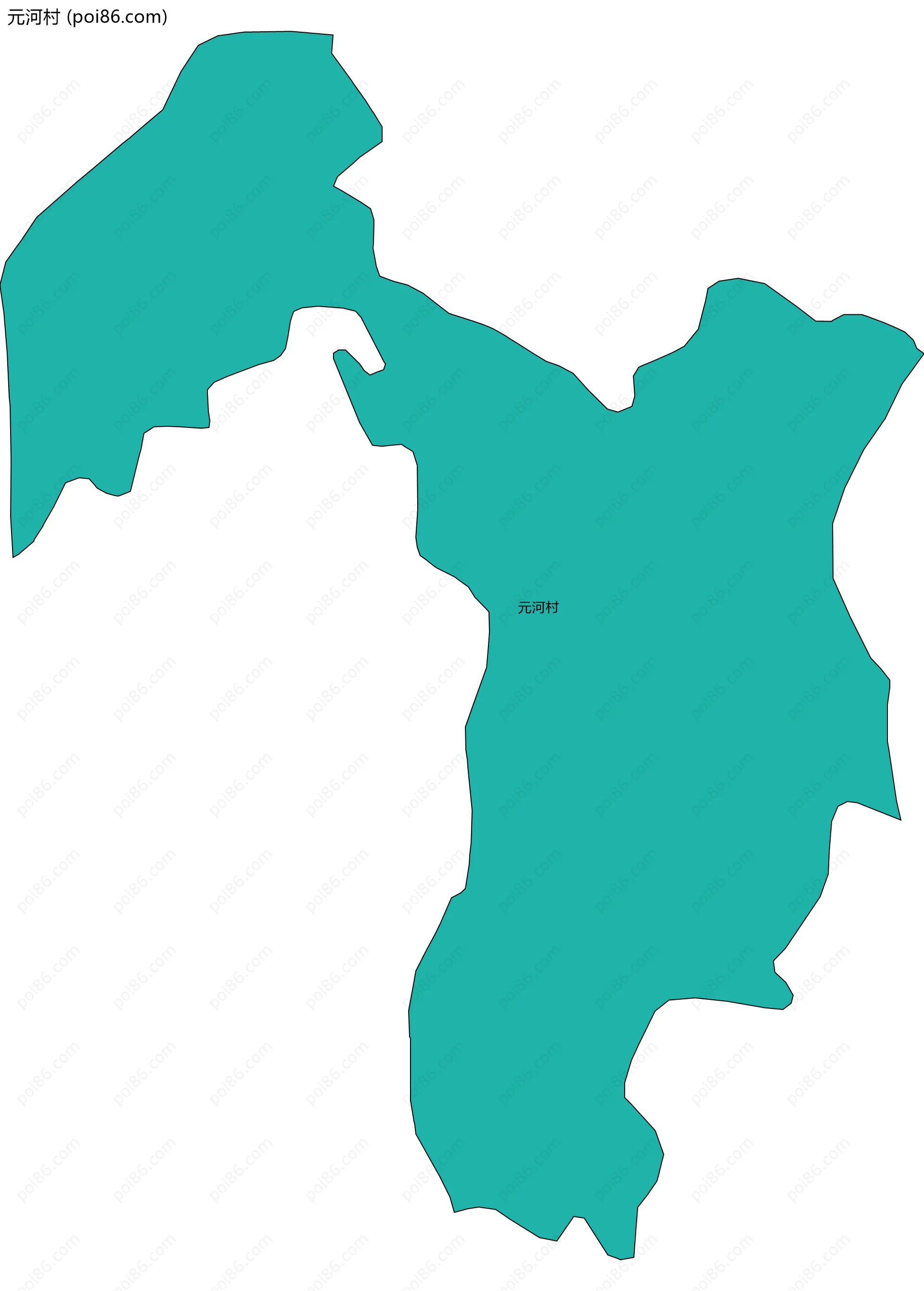 元河村边界地图