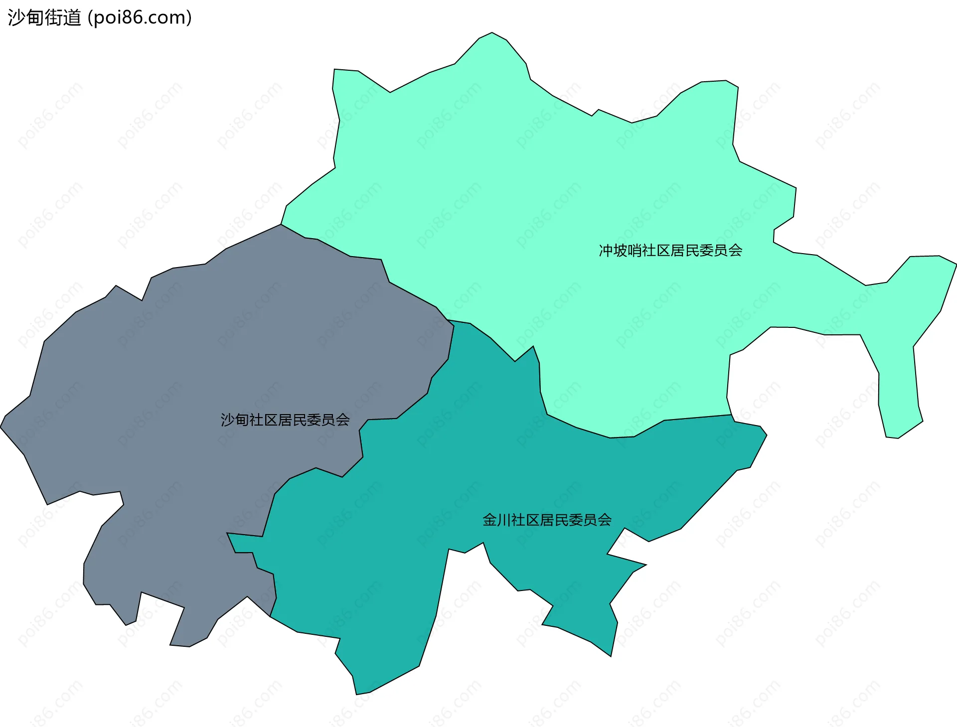 沙甸街道边界地图(五级行政区划)