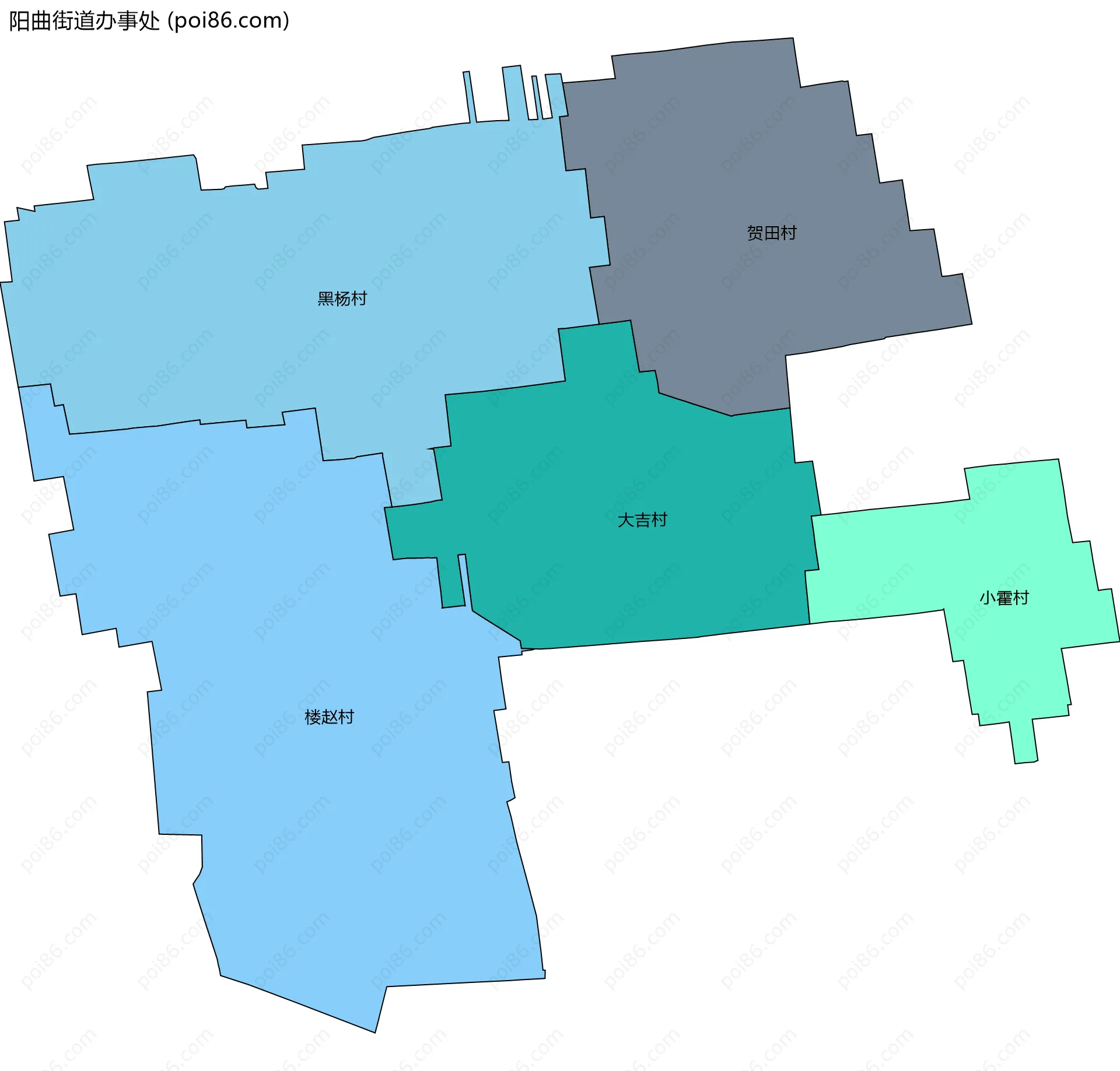 阳曲街道办事处边界地图(五级行政区划)