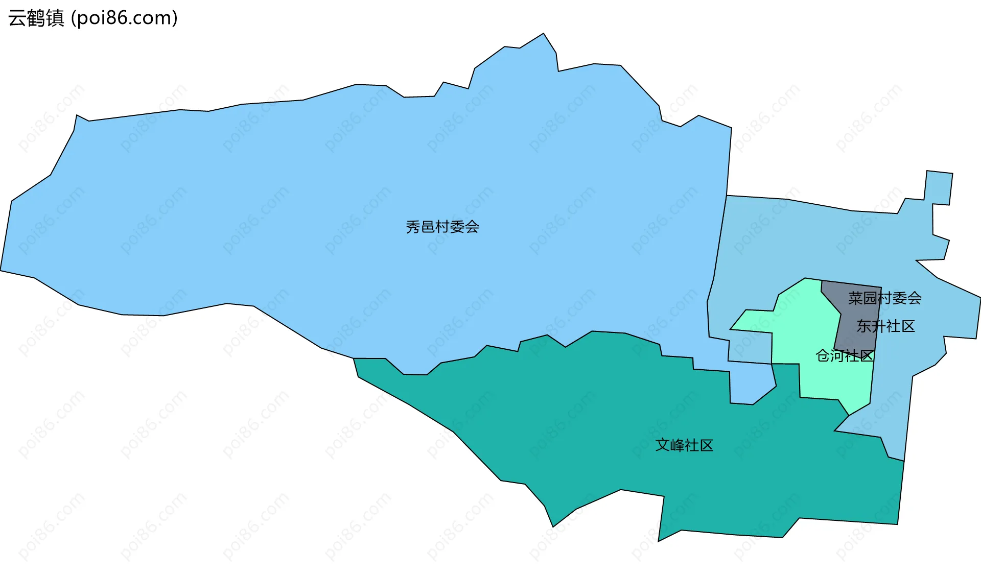 云鹤镇边界地图(五级行政区划)